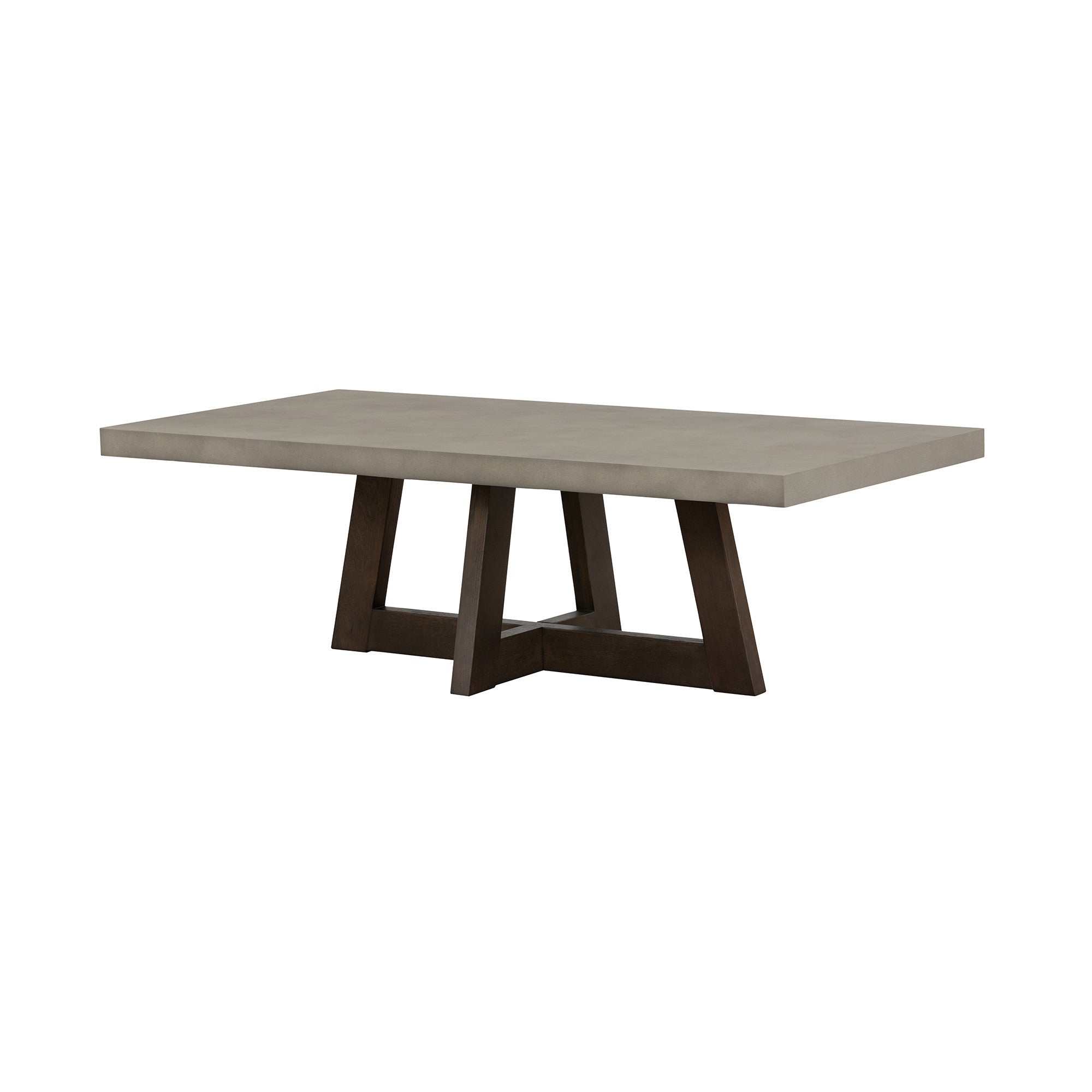 55" Gray And Brown Concrete And Solid Wood Coffee Table