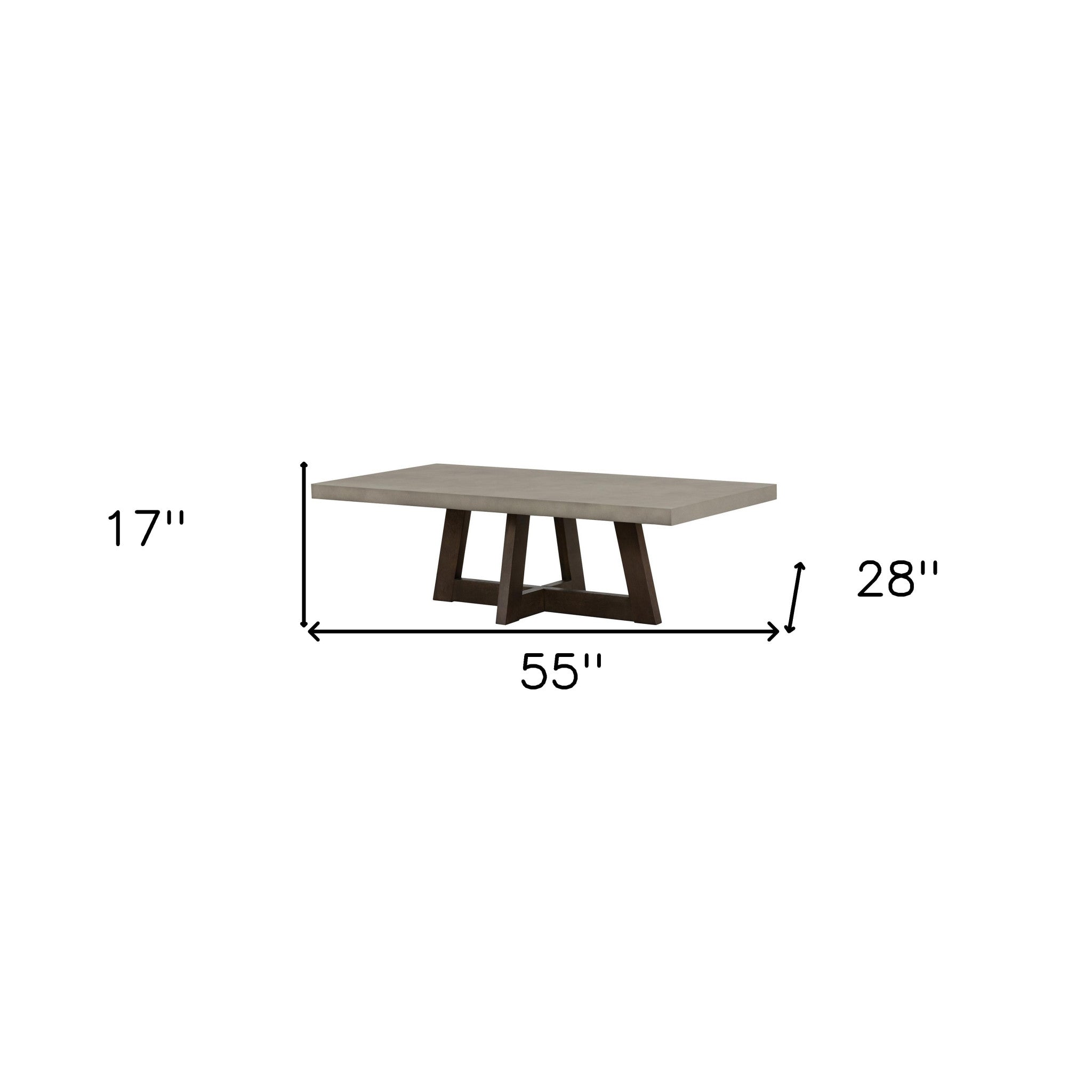 55" Gray And Brown Concrete And Solid Wood Coffee Table