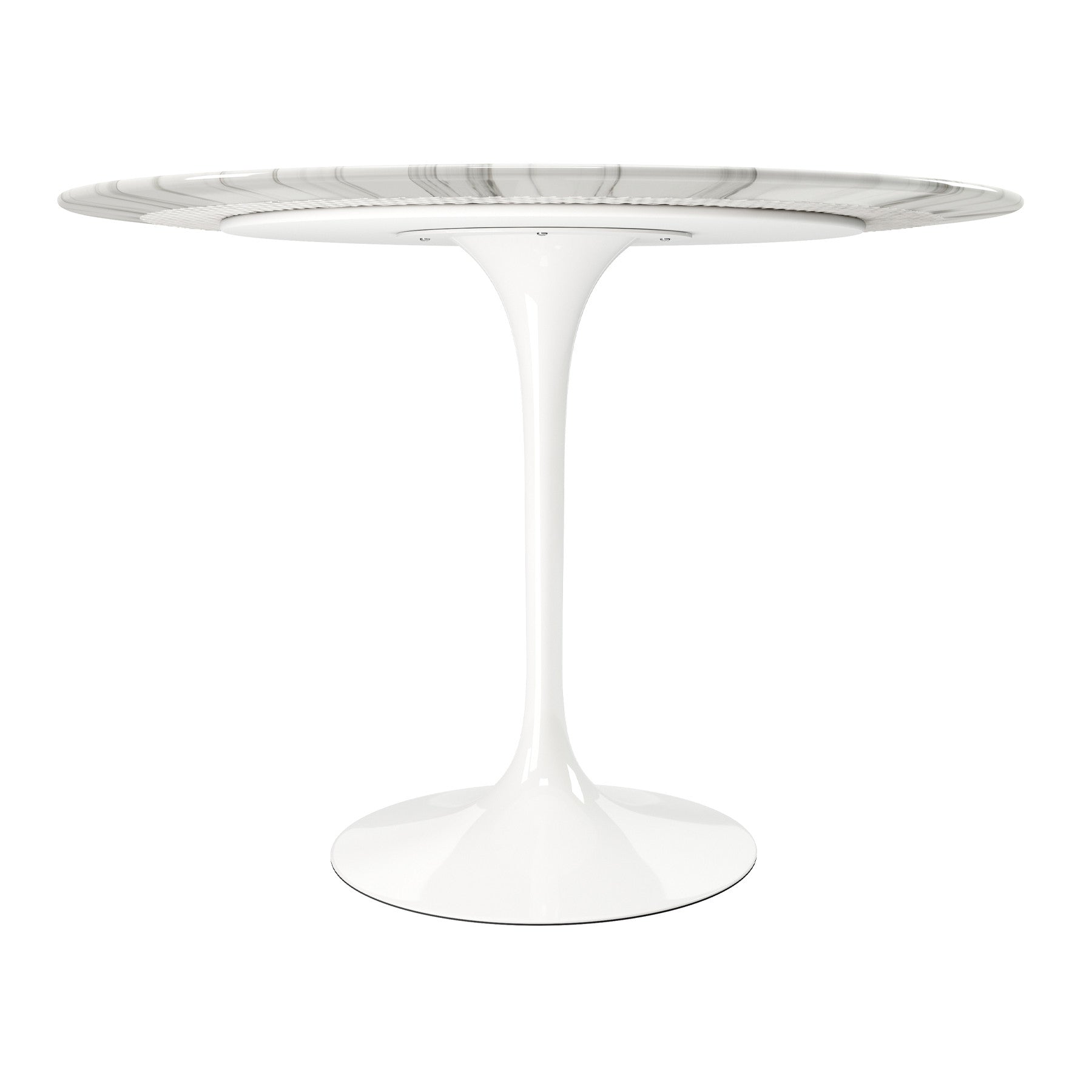 40" White Marble And Metal Dining Table