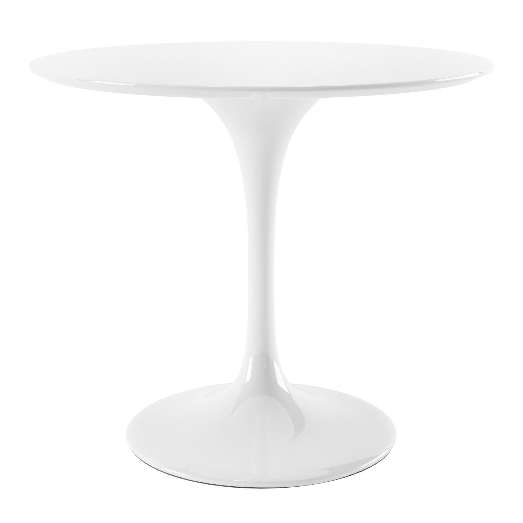 36" White Fiberglass And Metal Dining Table