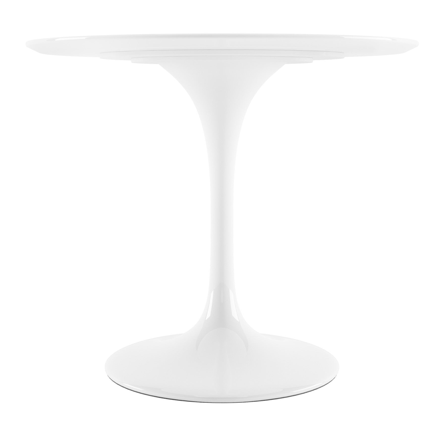 36" White Fiberglass And Metal Dining Table