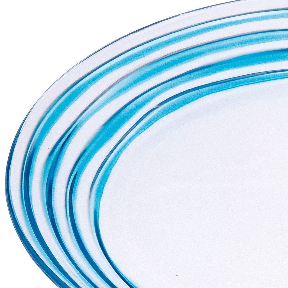 Blue Four Piece Round Swirl Acrylic Service For Four Salad Plate Set