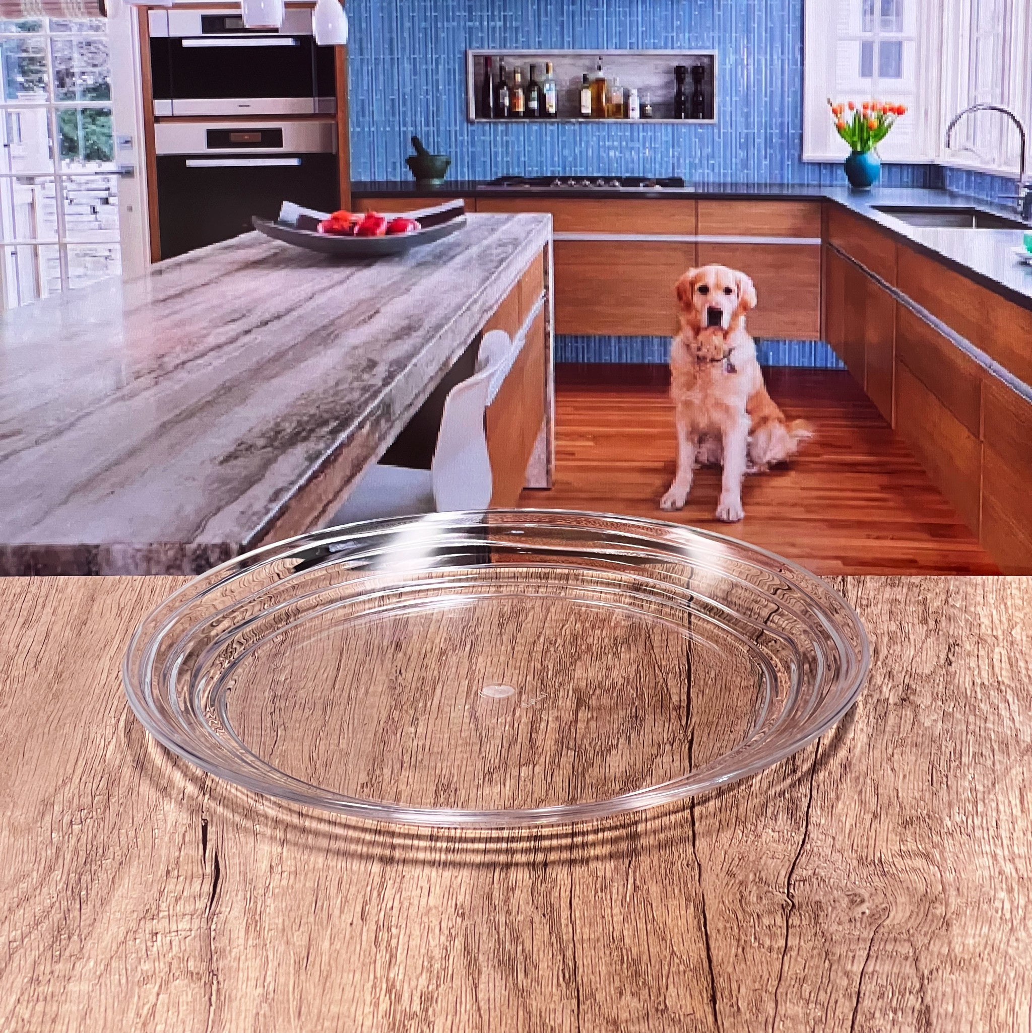 Clear Four Piece Round Swirl Acrylic Service For Four Dinner Plate Set