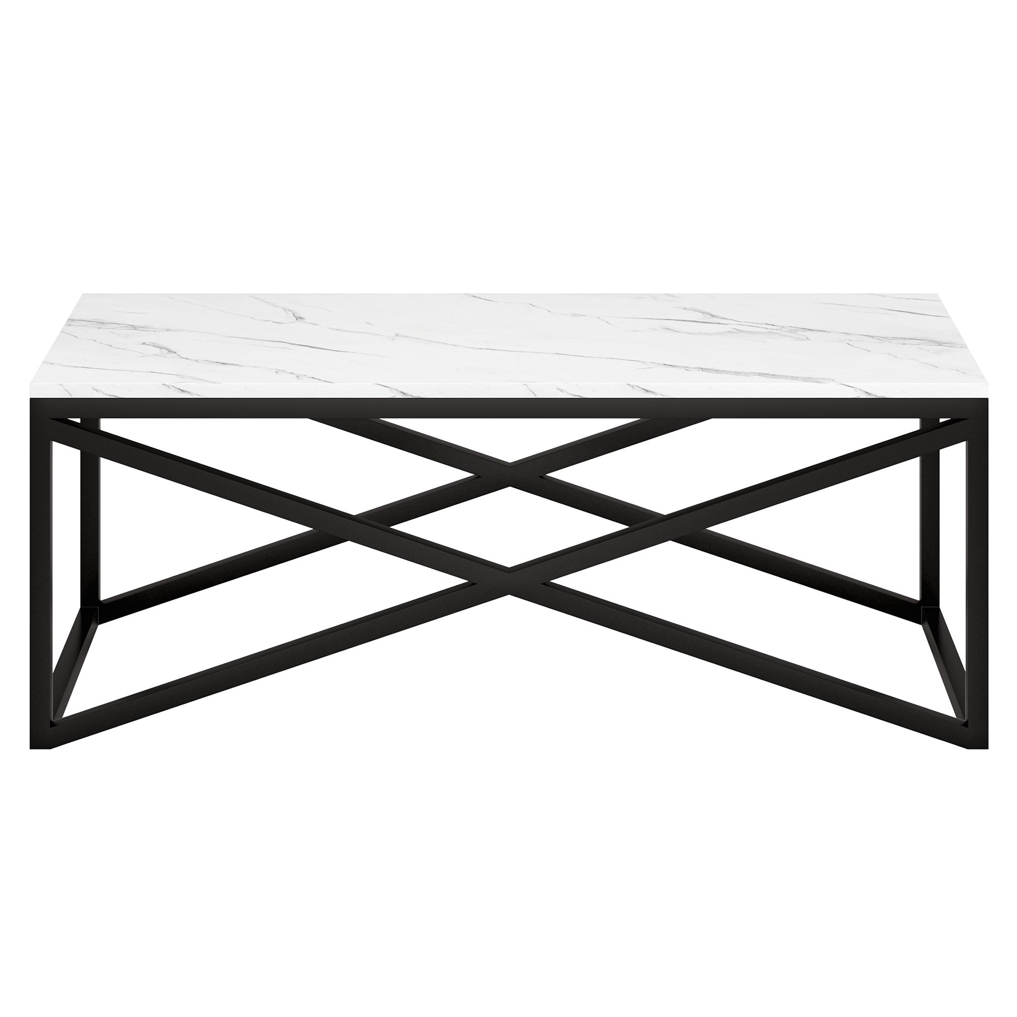 46" Black Faux Marble And Steel Coffee Table
