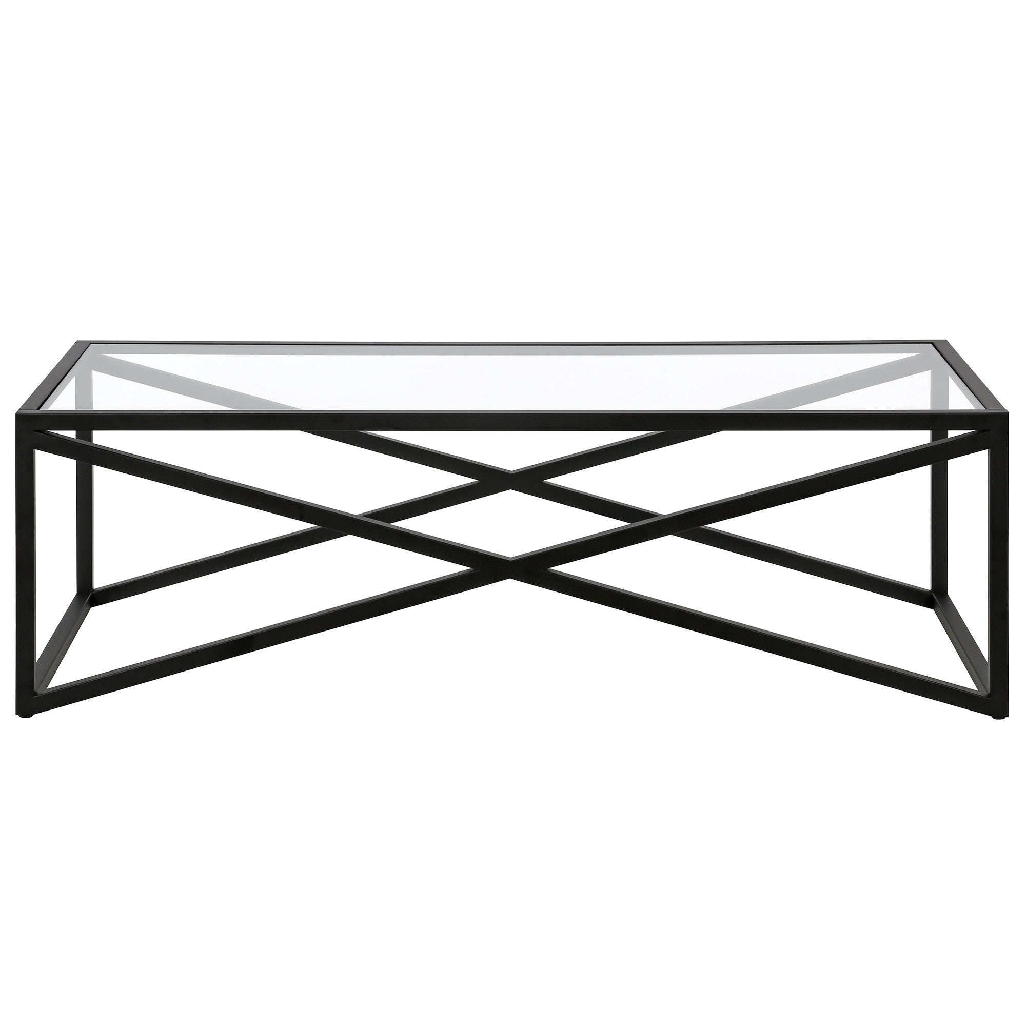 54" Black Glass And Steel Coffee Table