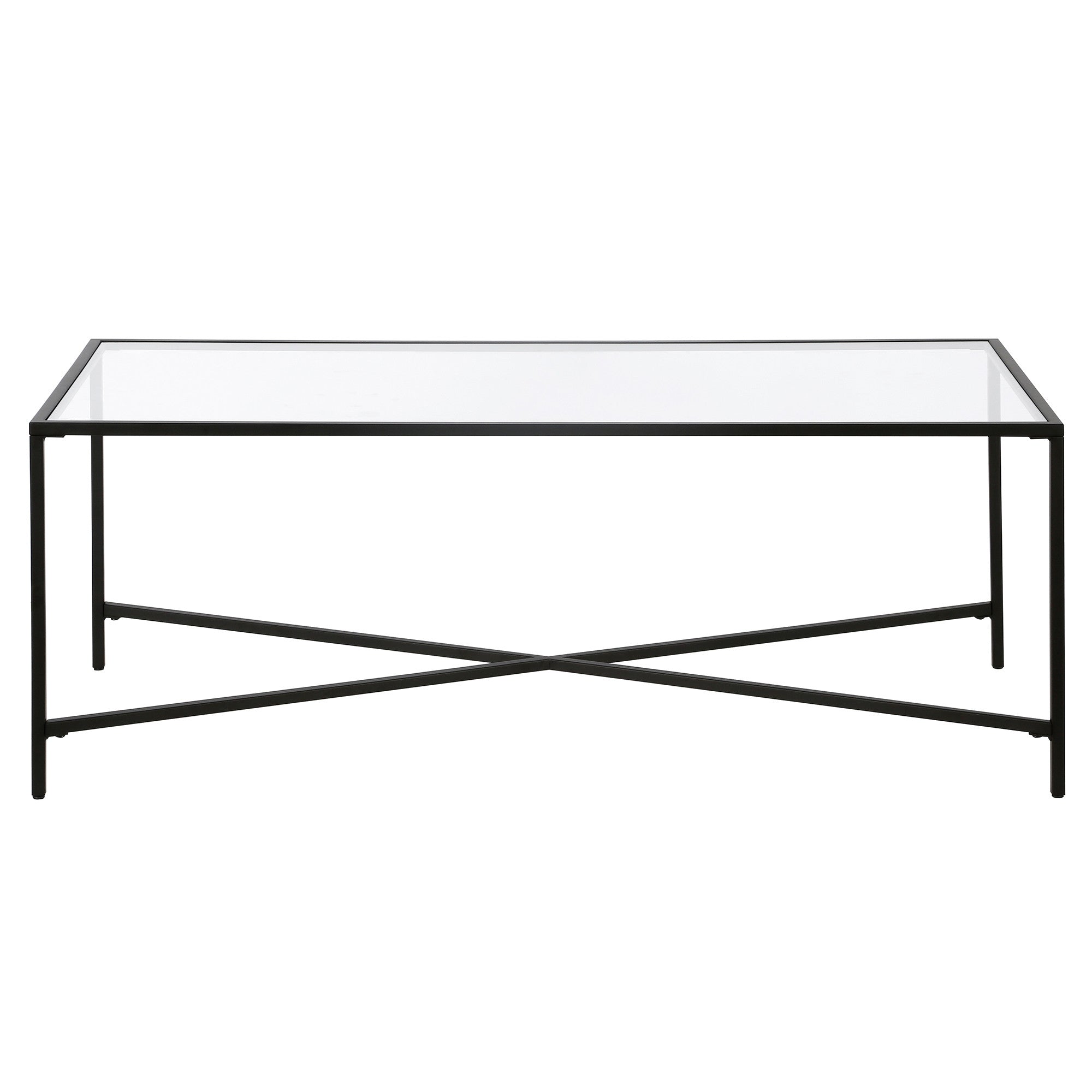 48" Black Glass And Steel Coffee Table