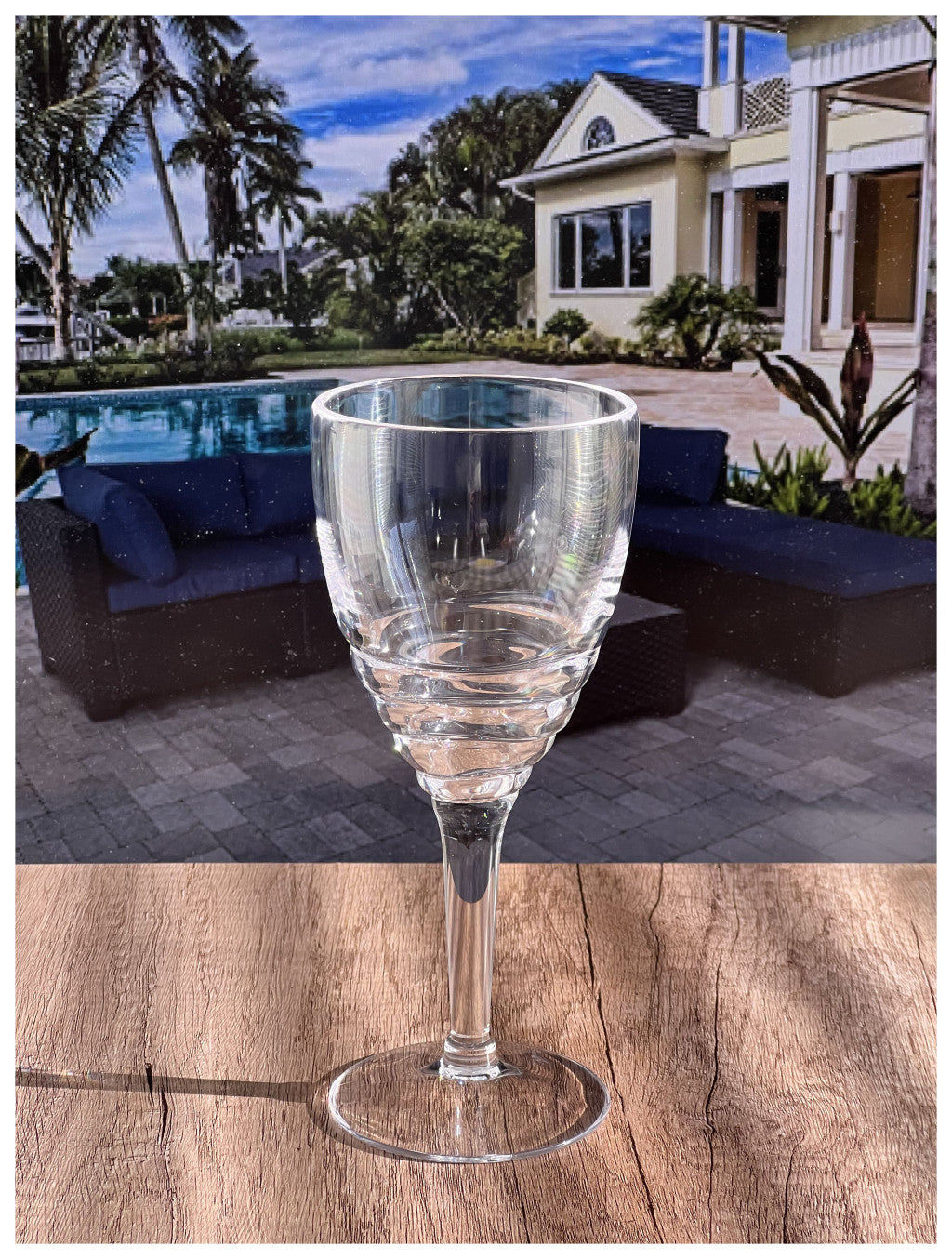 Set of Four Clear Swirl Acrylic Stemmed All Purpose Wine Glass