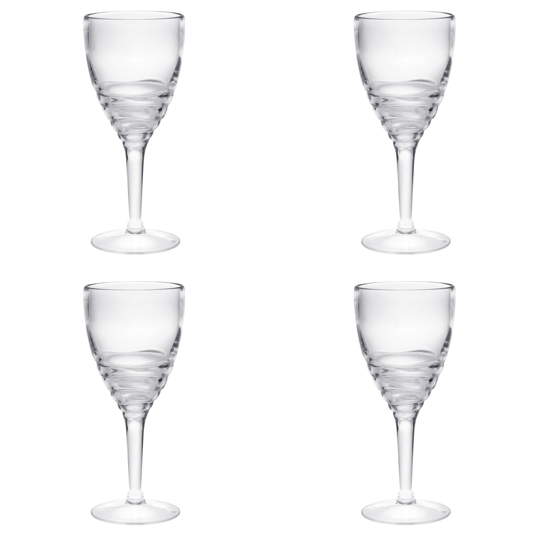 Set of Four Clear Swirl Acrylic Stemmed All Purpose Wine Glass