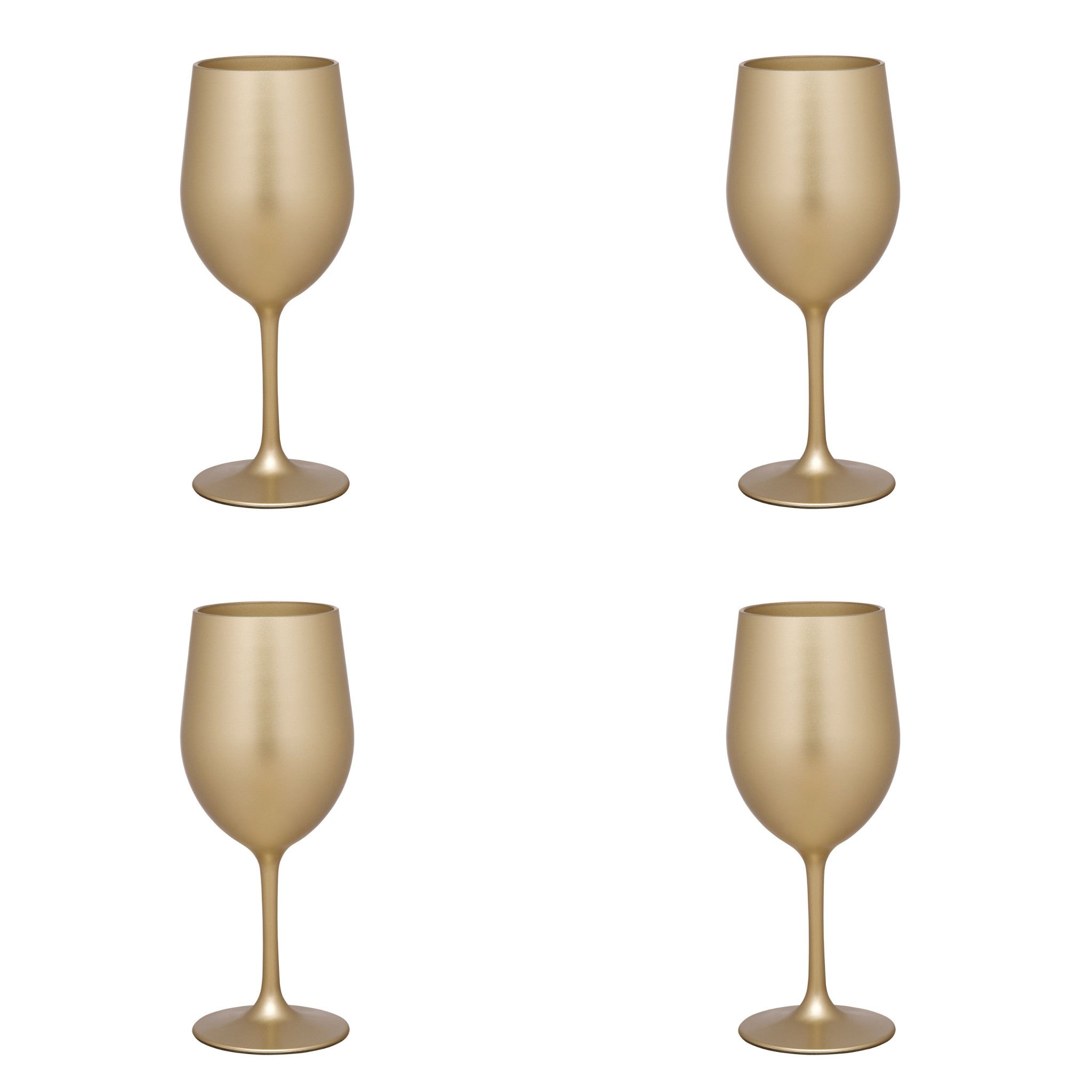 Set of Four Gold Acrylic Stemmed All Purpose Wine Glasses