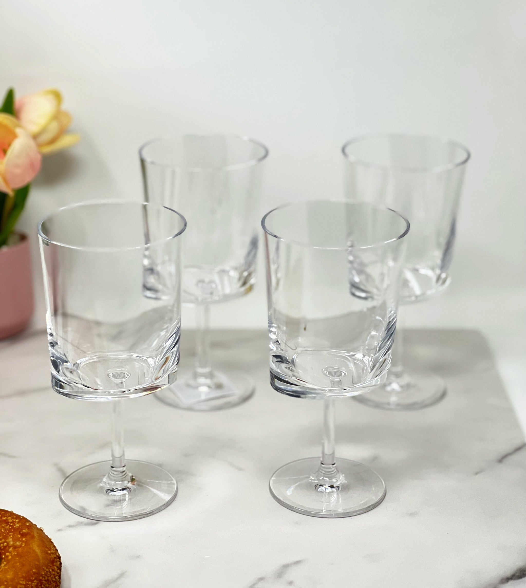 Set of Four Clear Acrylic Stemmed All Purpose Wine Glass