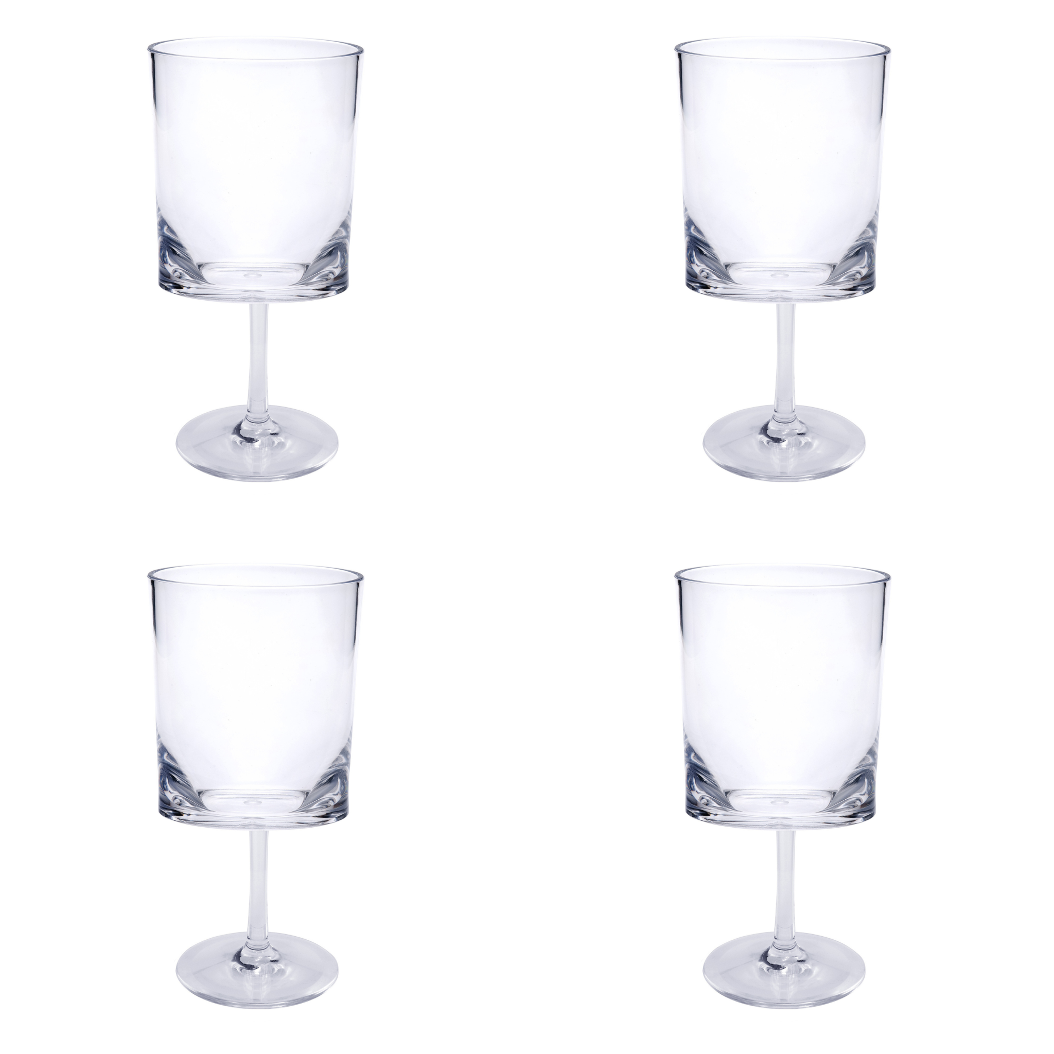 Set of Four Clear Acrylic Stemmed All Purpose Wine Glass