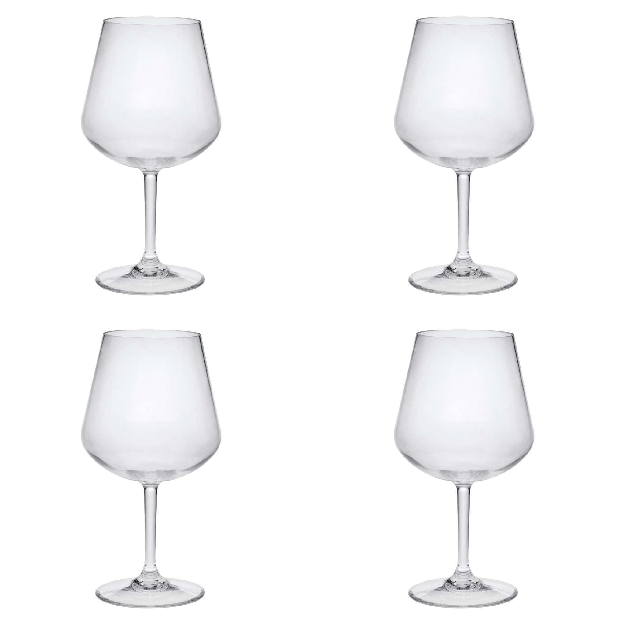 Set of Four Clear Tritan Plastic Stemmed All Purpose Wine Glasses