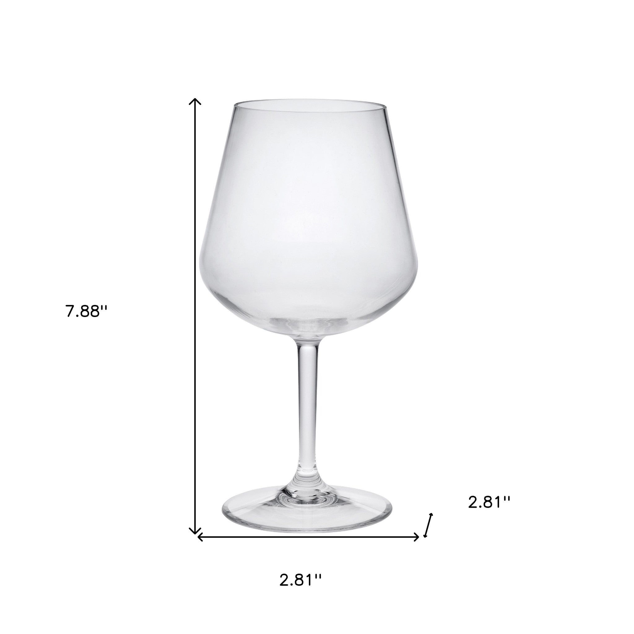 Set of Four Clear Tritan Plastic Stemmed All Purpose Wine Glasses