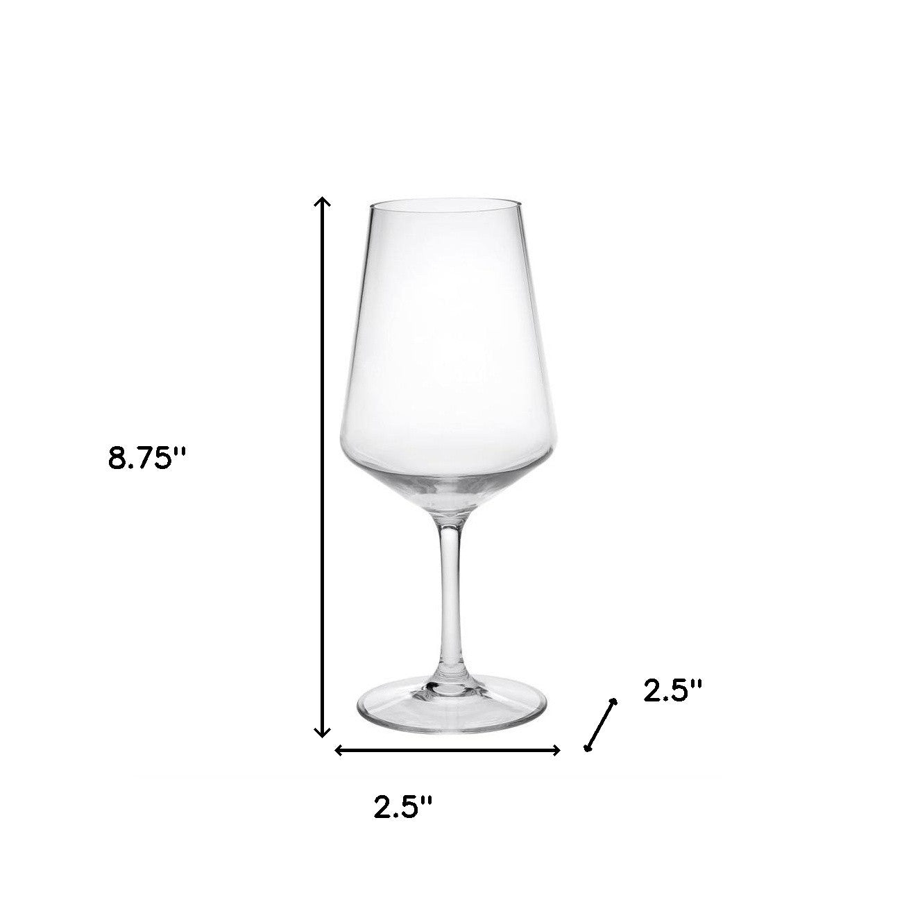 Set of Four Clear Tritan Plastic Stemmed All Purpose Wine Glass