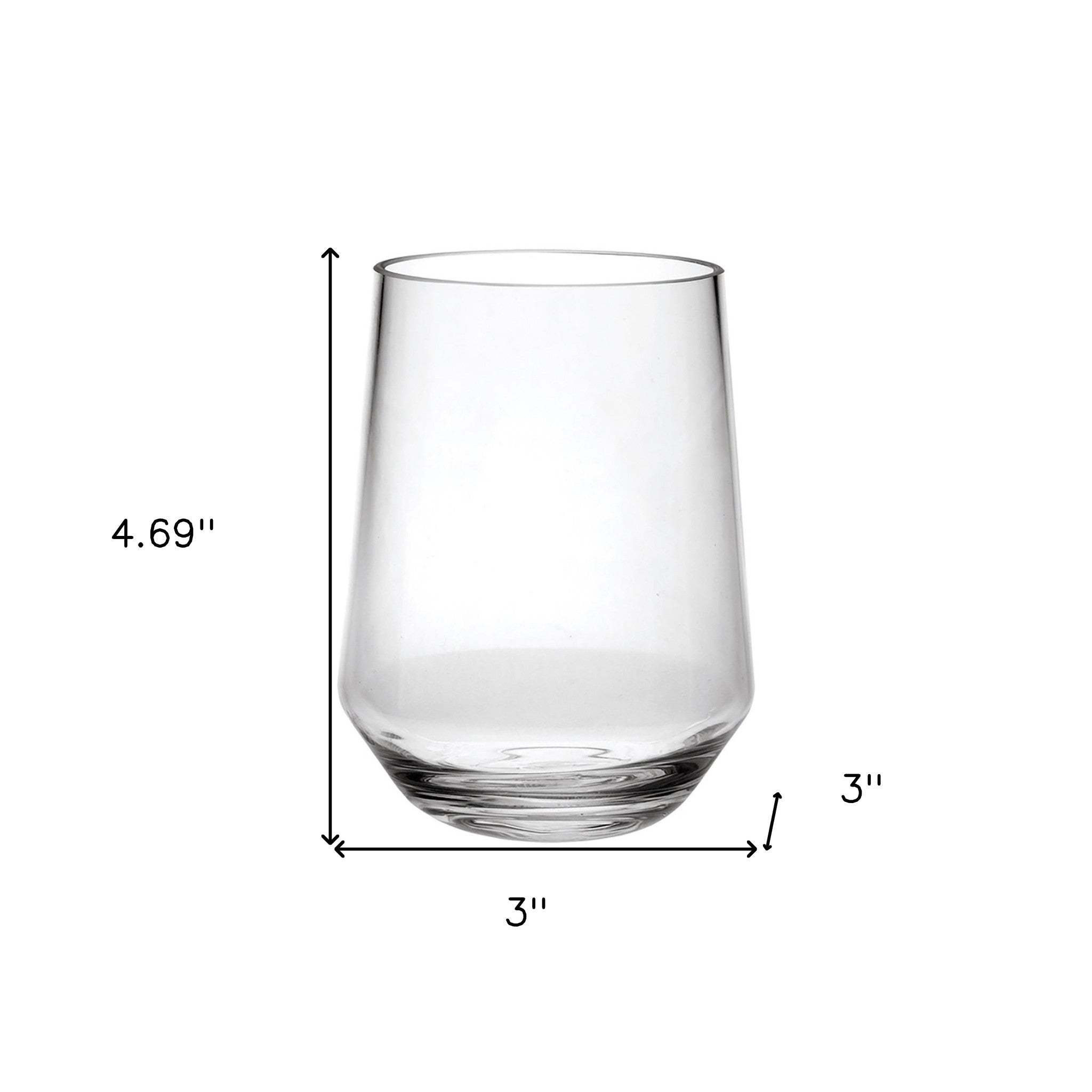 Set of Four Clear Tritan Plastic Stemless All Purpose Tumbler Wine Glasses