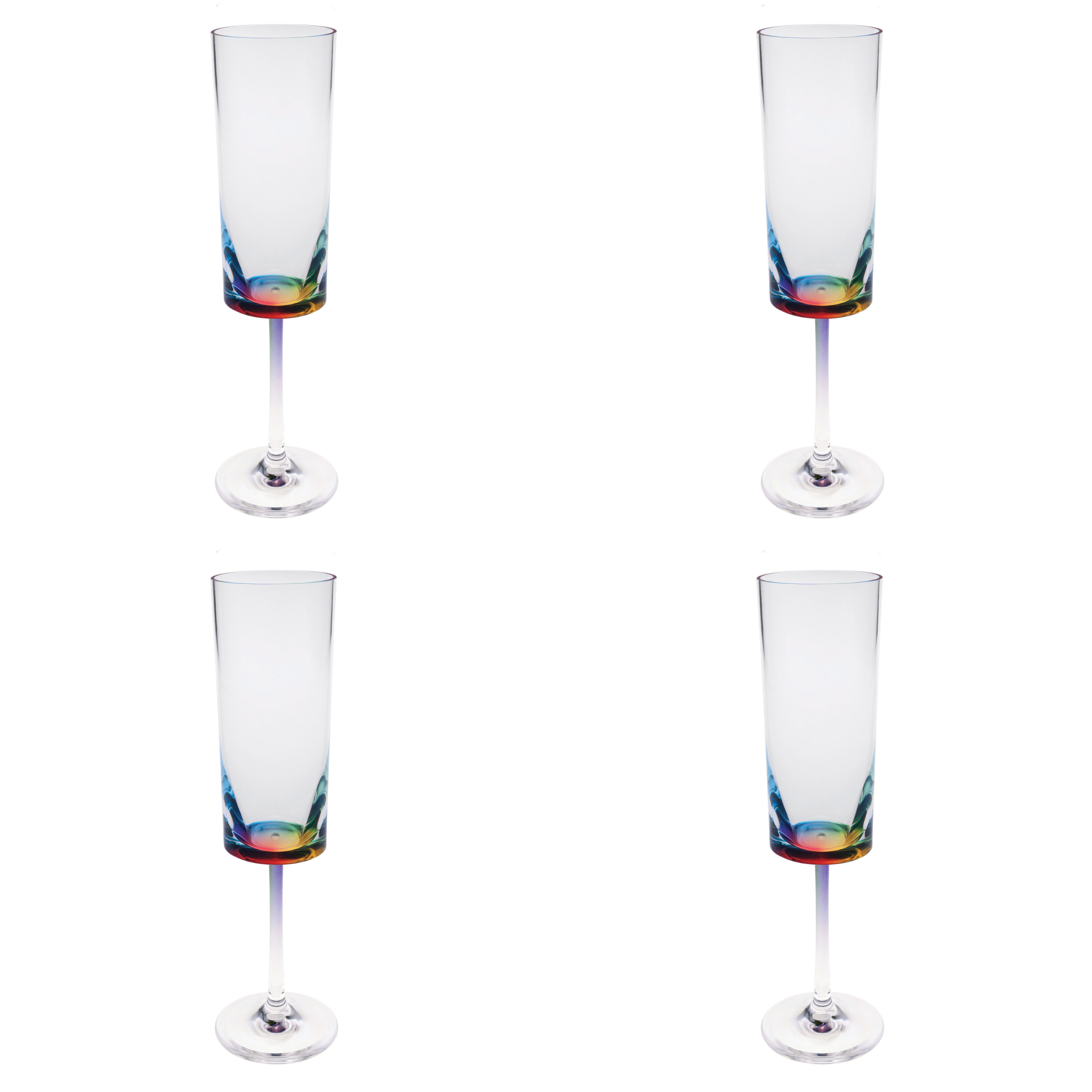 Set of Four Rainbow Geometric Acrylic Stemmed Flutes