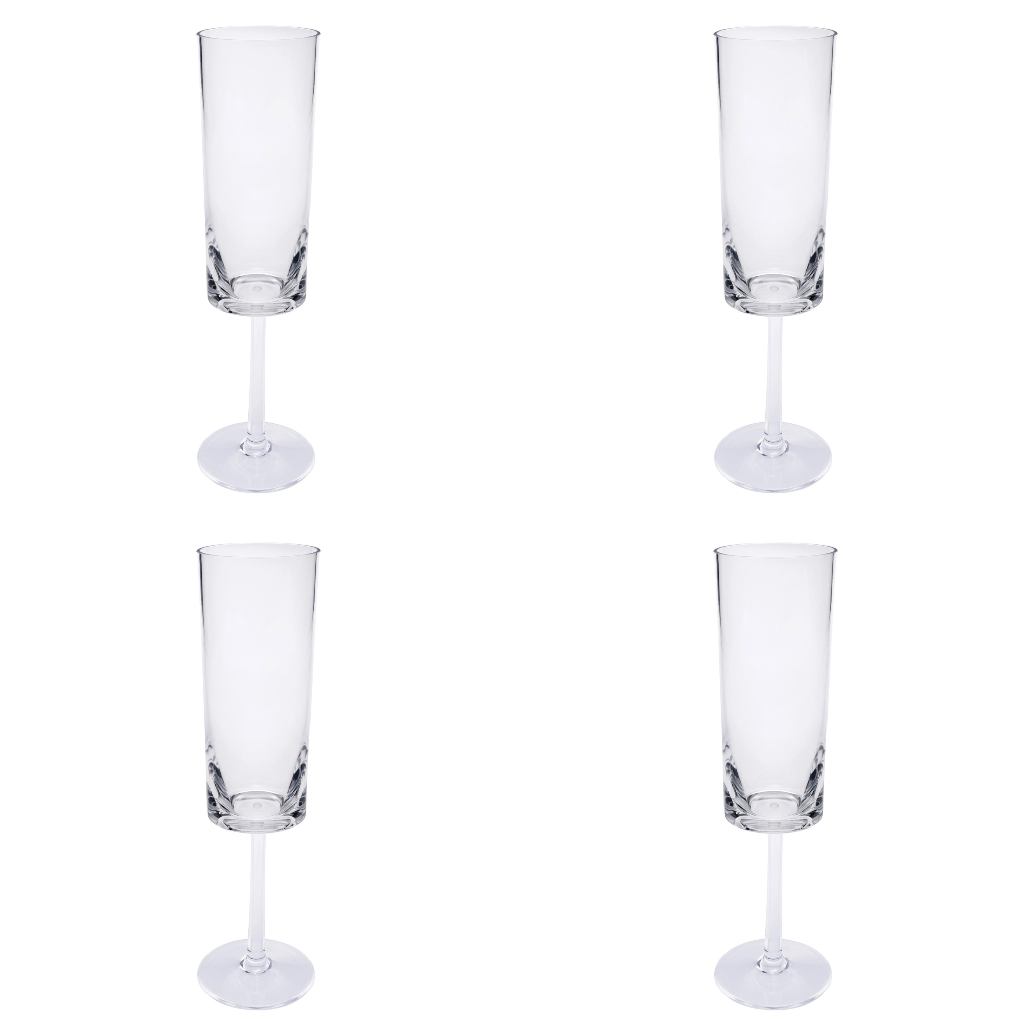 Set of Four Clear Acrylic Stemmed Flutes