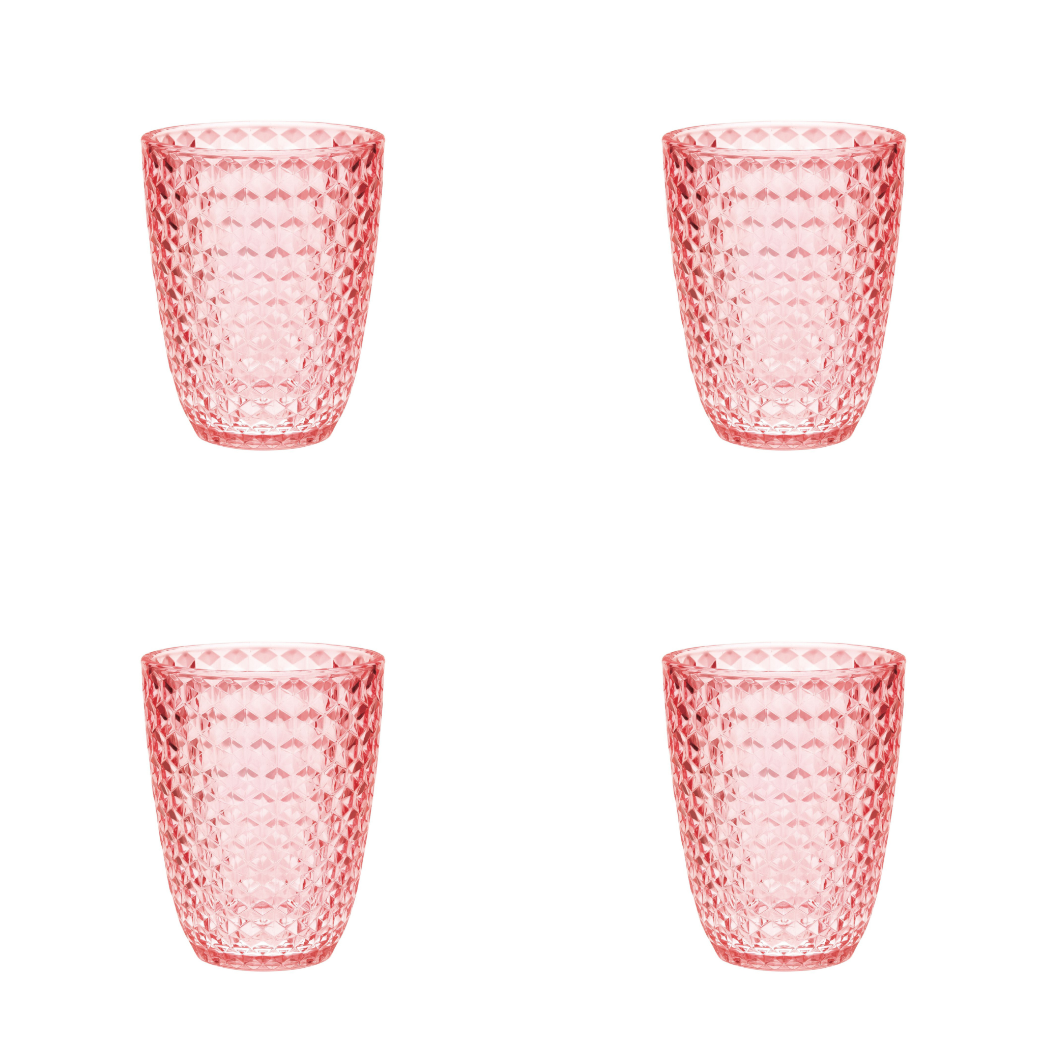 Set of Four Pink Diamond Acrylic Stemless Whiskey Glass