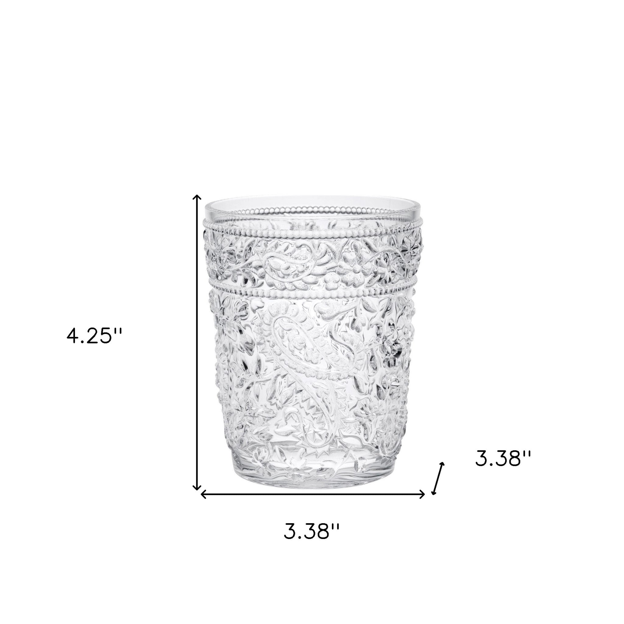 Set of Four Clear Paisley Acrylic Stemless Whiskey Glass