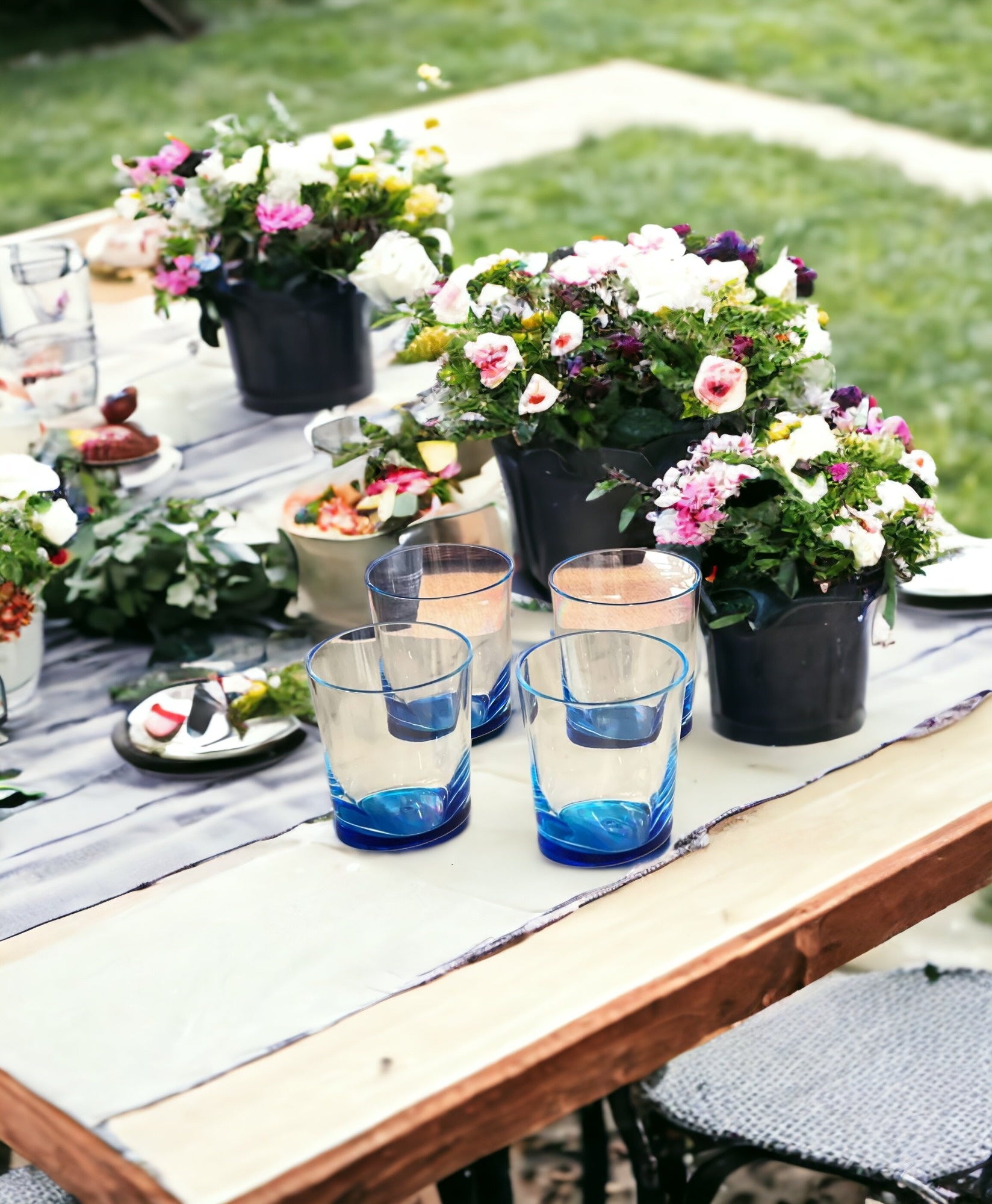 Set of Four Blue Acrylic Stemless Whiskey Glass