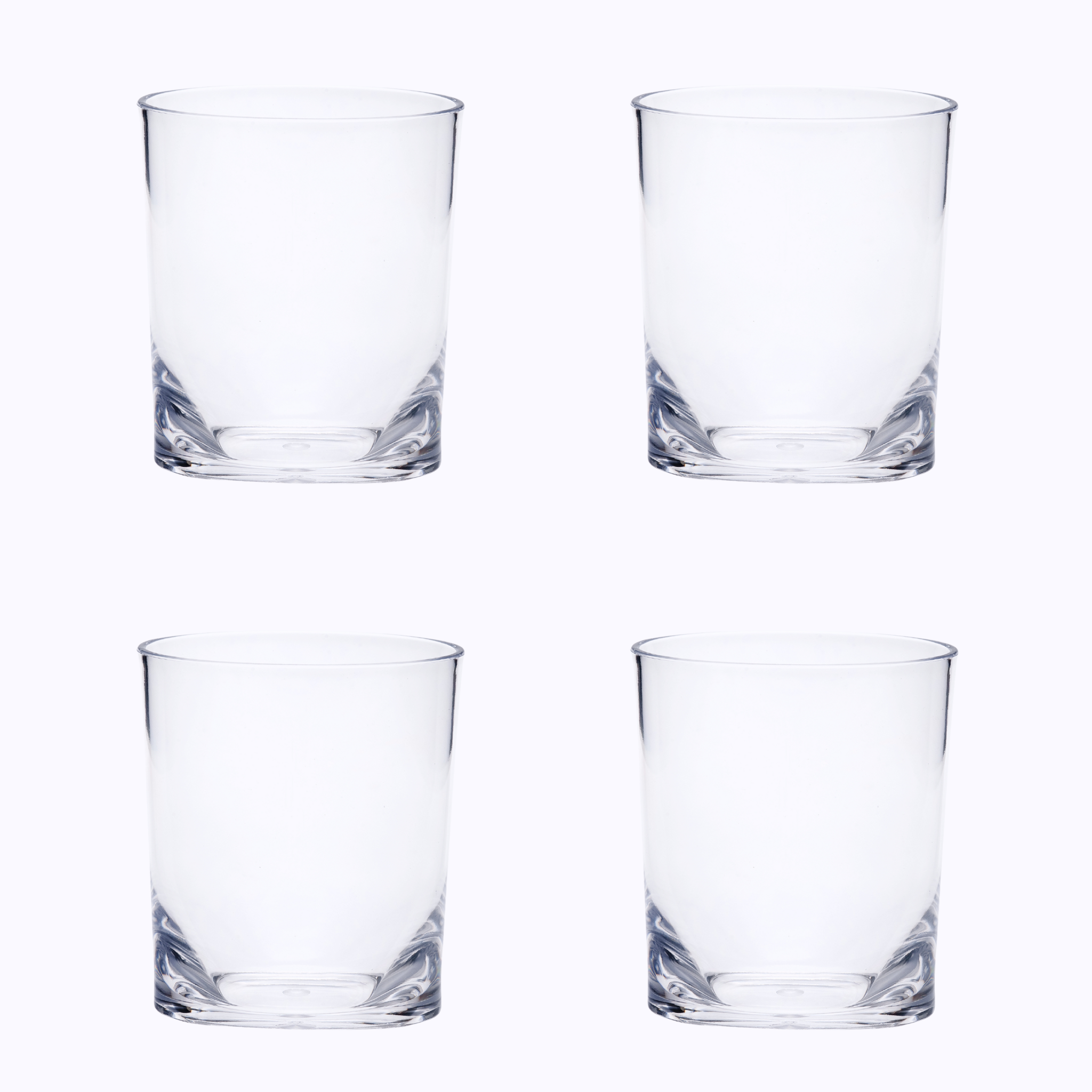 Set of Four Clear Tritan Plastic Stemless Whiskey Glass