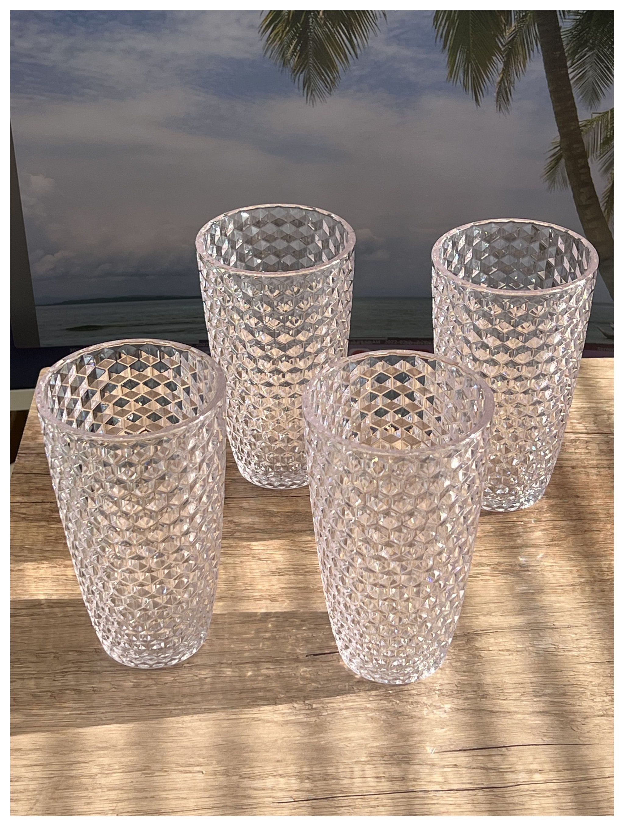 Set of Four Clear Acrylic Stemless Highball Glass