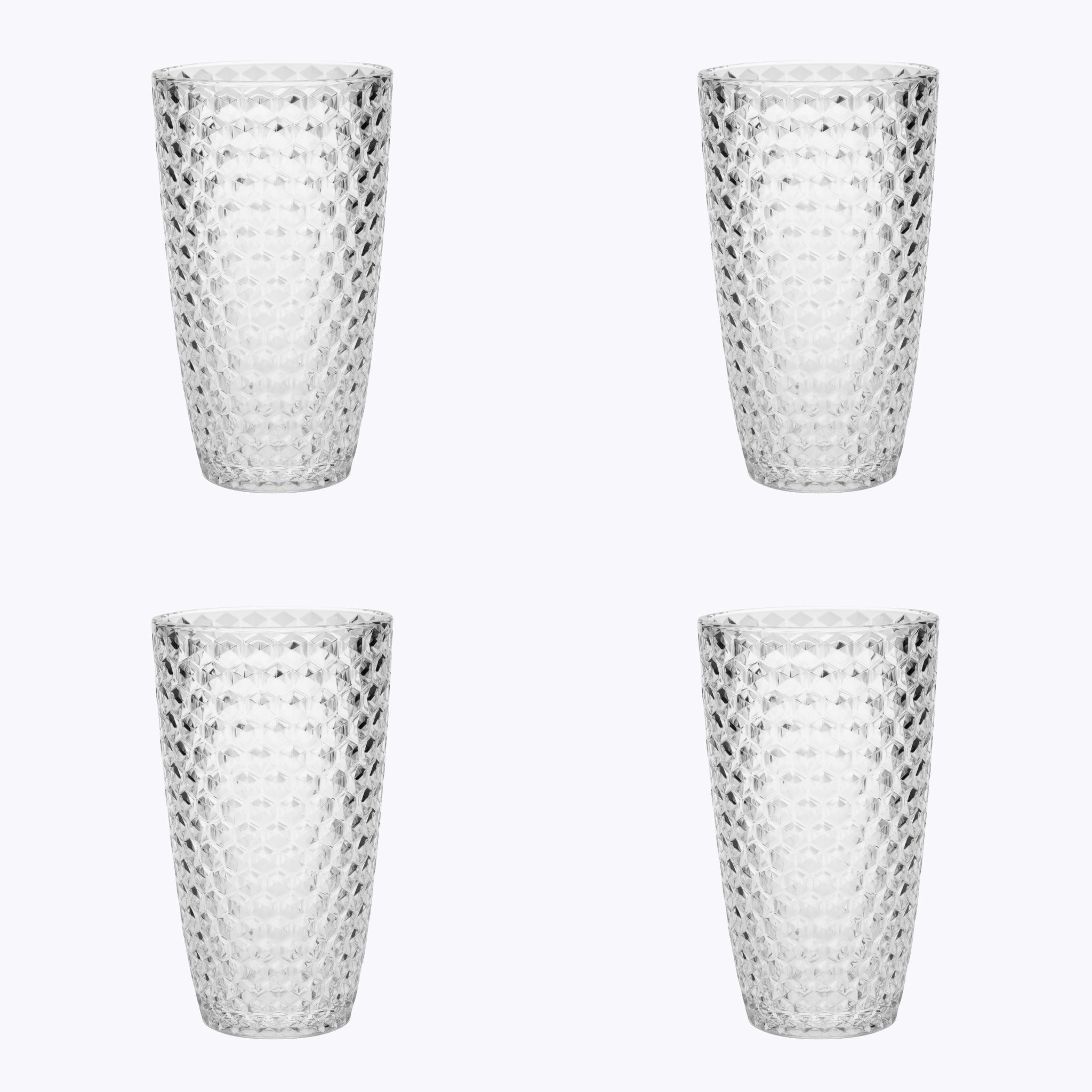 Set of Four Clear Acrylic Stemless Highball Glass