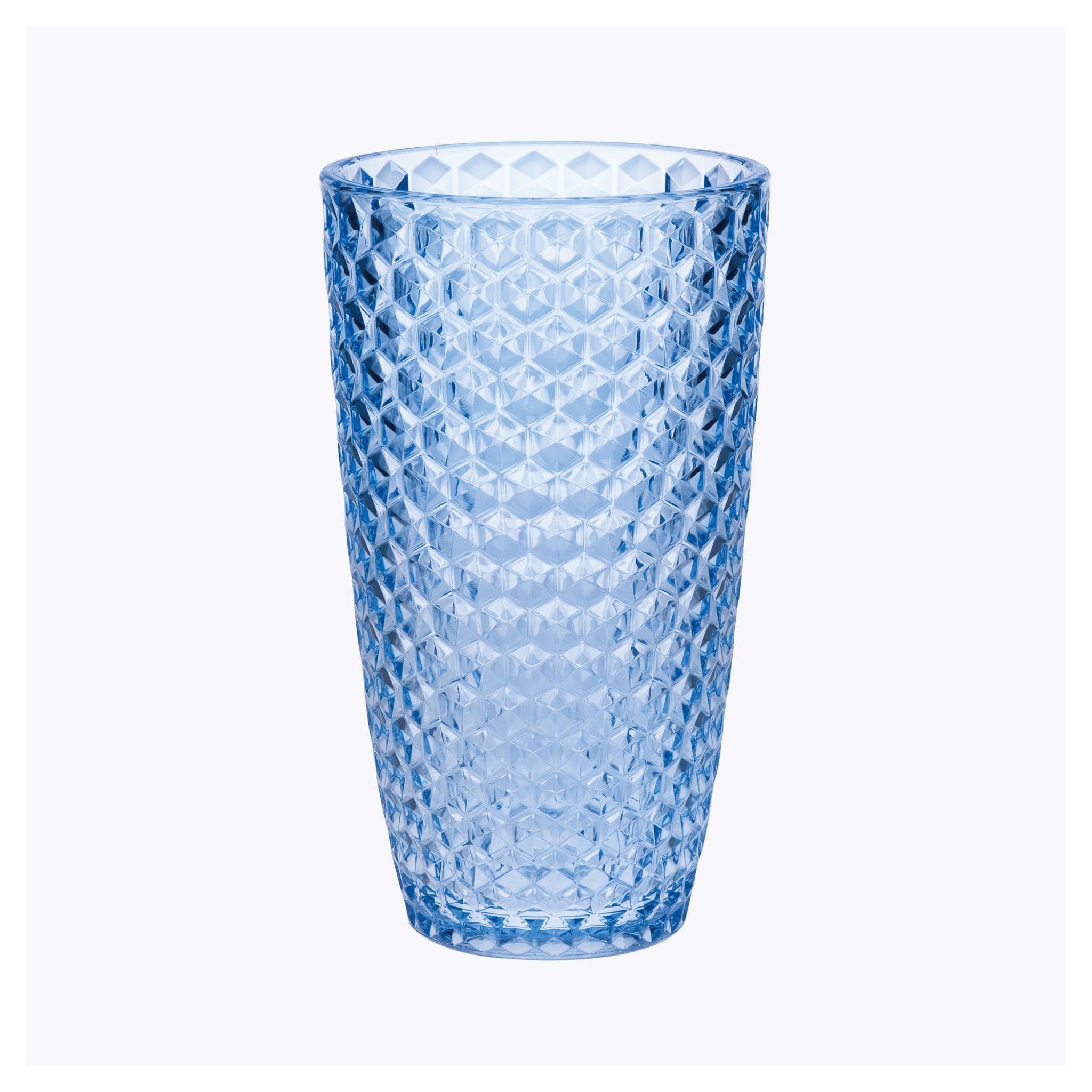 Set of Four Blue Geometric Acrylic Stemless Highball Glass