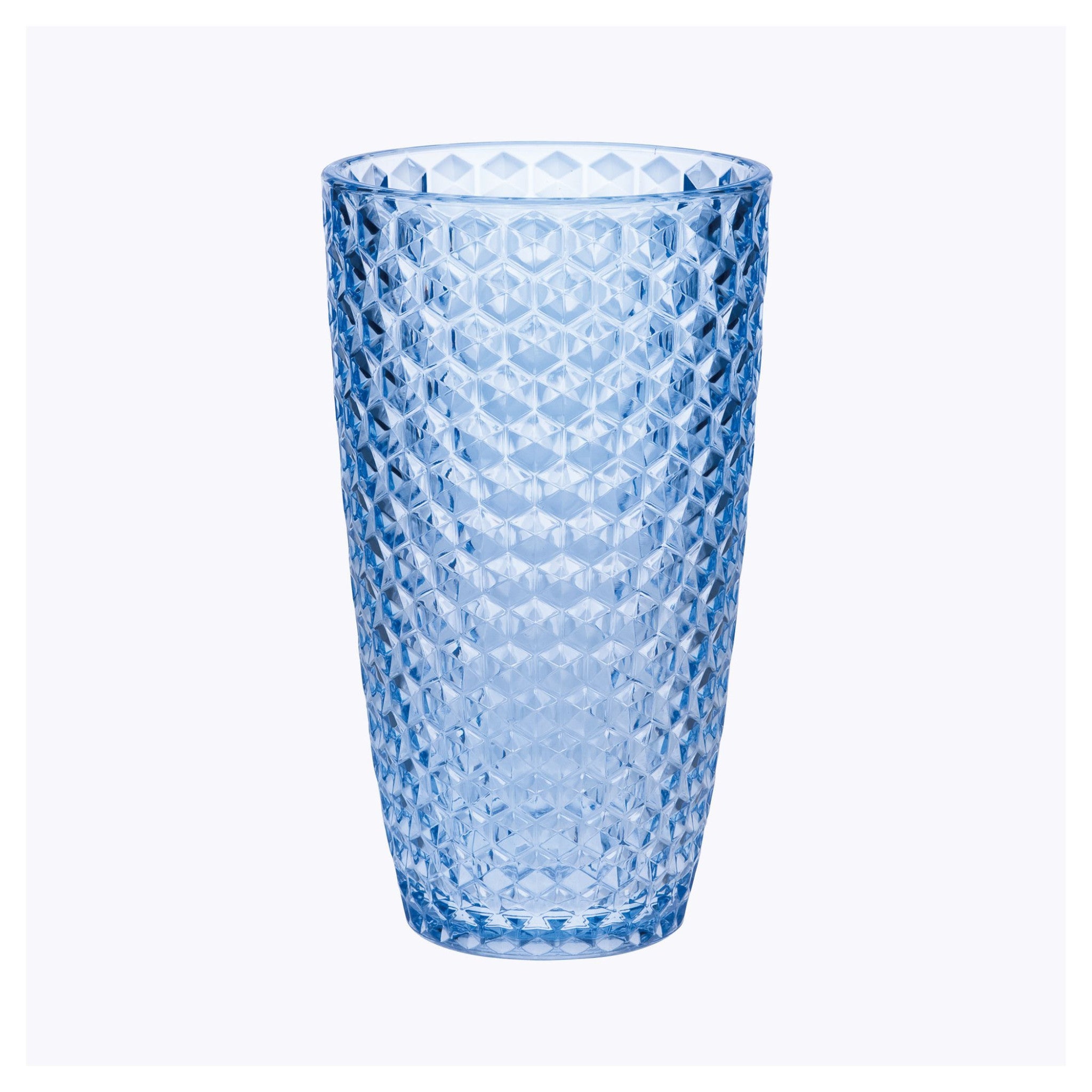 Set of Four Blue Geometric Acrylic Stemless Highball Glass