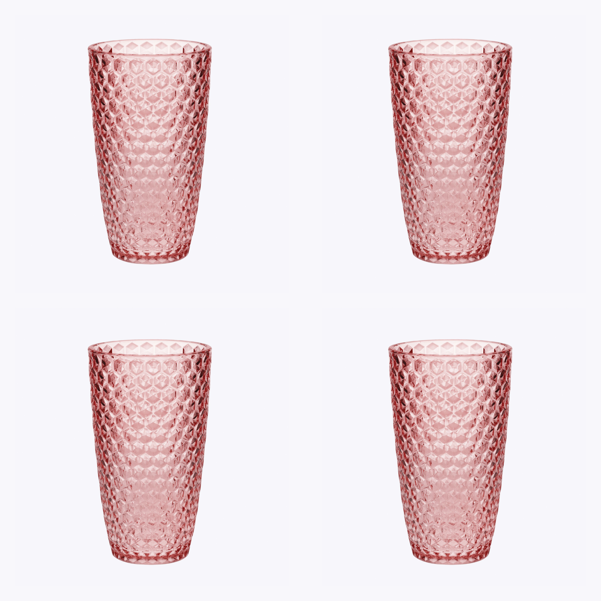 Set of Four Pink Geometric Acrylic Stemless Highball Glass