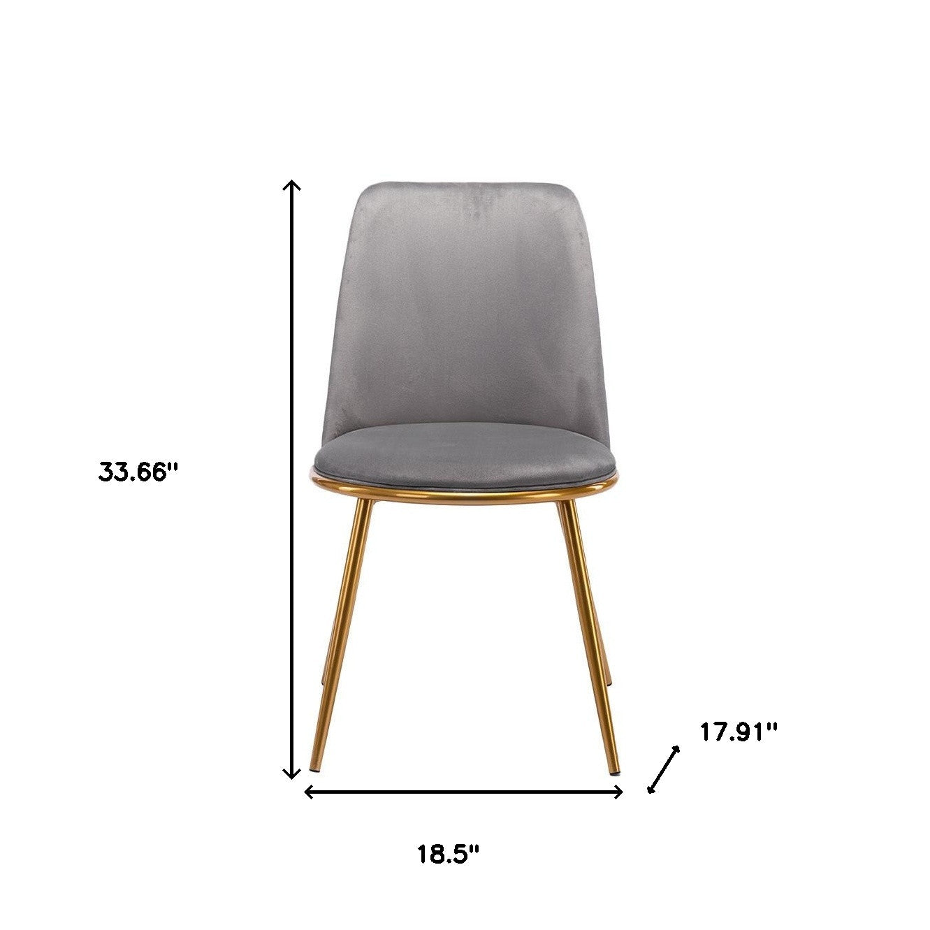 Gray And Gold Velvet and Metal Dining Side Chair