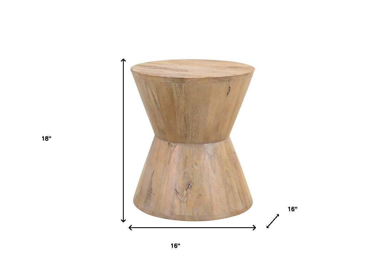 18" Wood Brown And Brown Wood Solid Wood Round End Table