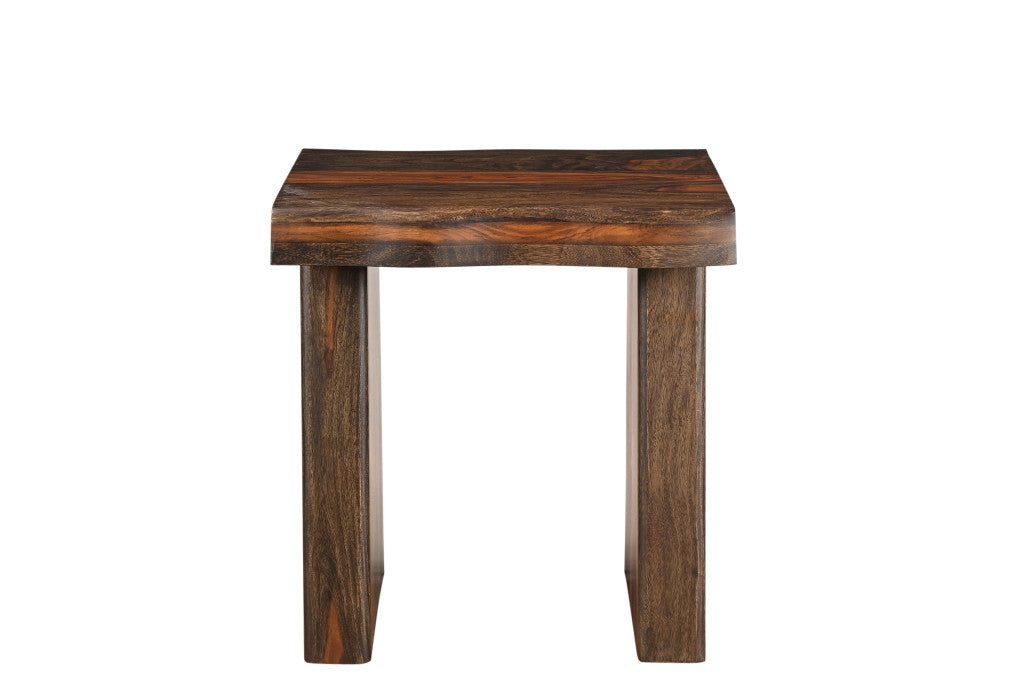 23" Dark Brown And Brown Wood Solid Wood Square End Table