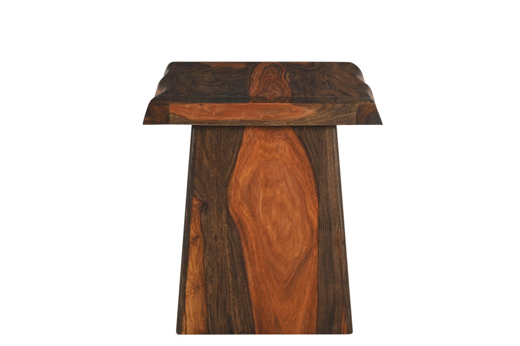 23" Dark Brown And Brown Wood Solid Wood Square End Table