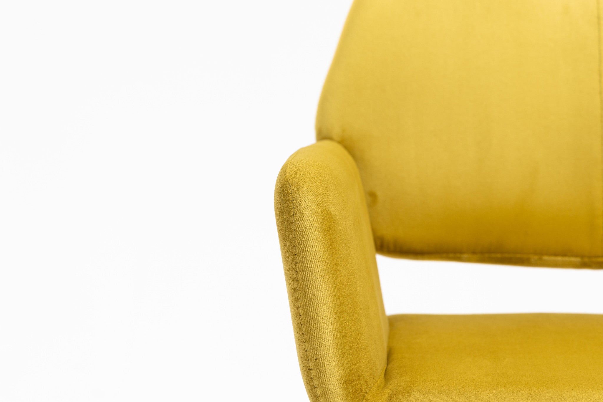 Yellow Upholstered Velvet Open Back Dining Chair