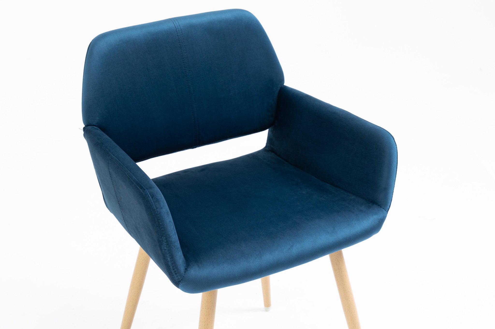 Blue Upholstered Velvet Open Back Dining Chair