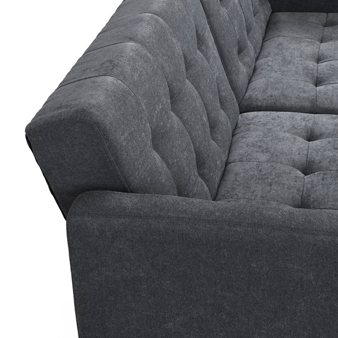 75" Dark Gray Linen Sleeper Sofa With Silver Legs