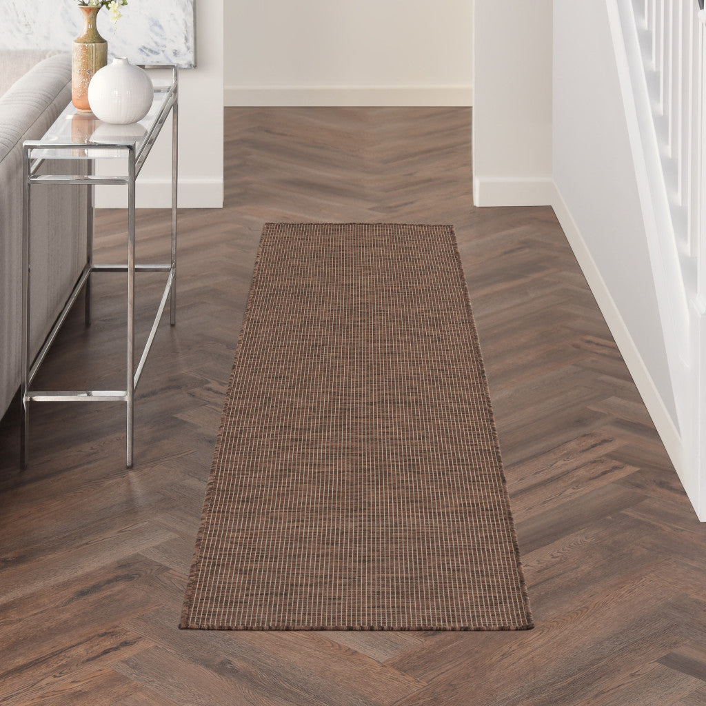 8' Brown Power Loom Runner Rug