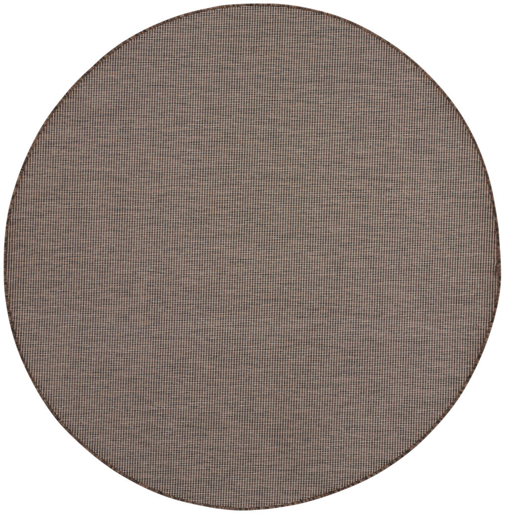 8' Brown Round Power Loom Area Rug