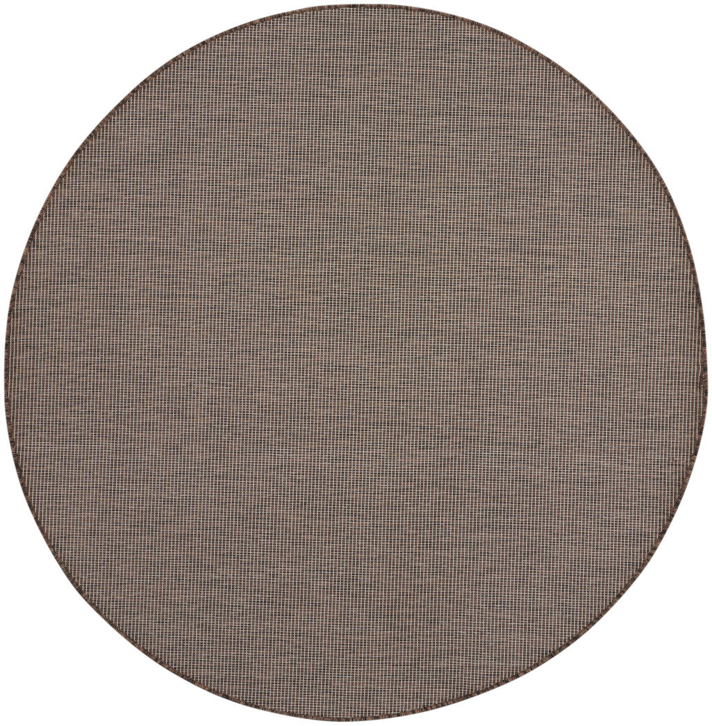 6' Brown Round Power Loom Area Rug