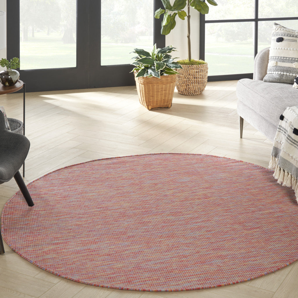 6' Dark Red Round Power Loom Area Rug