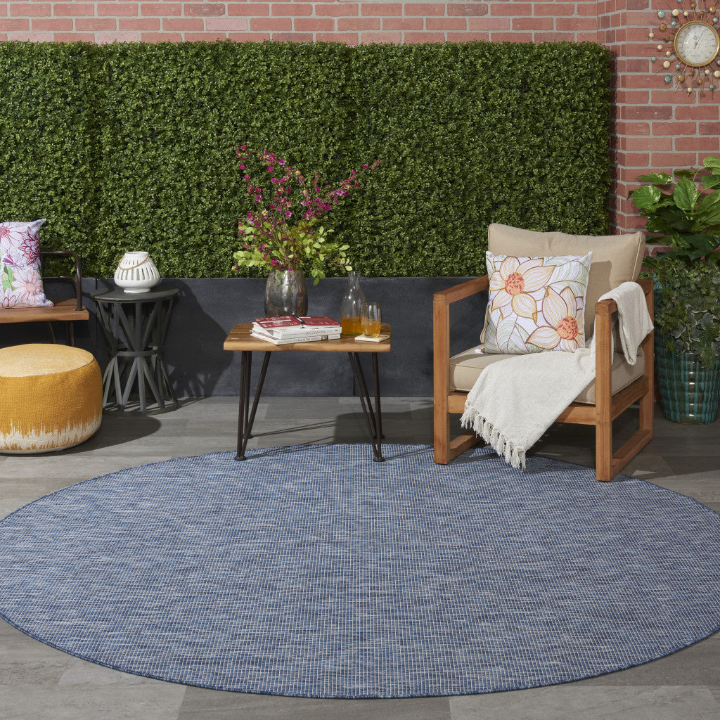 8' Navy Blue Round Power Loom Area Rug