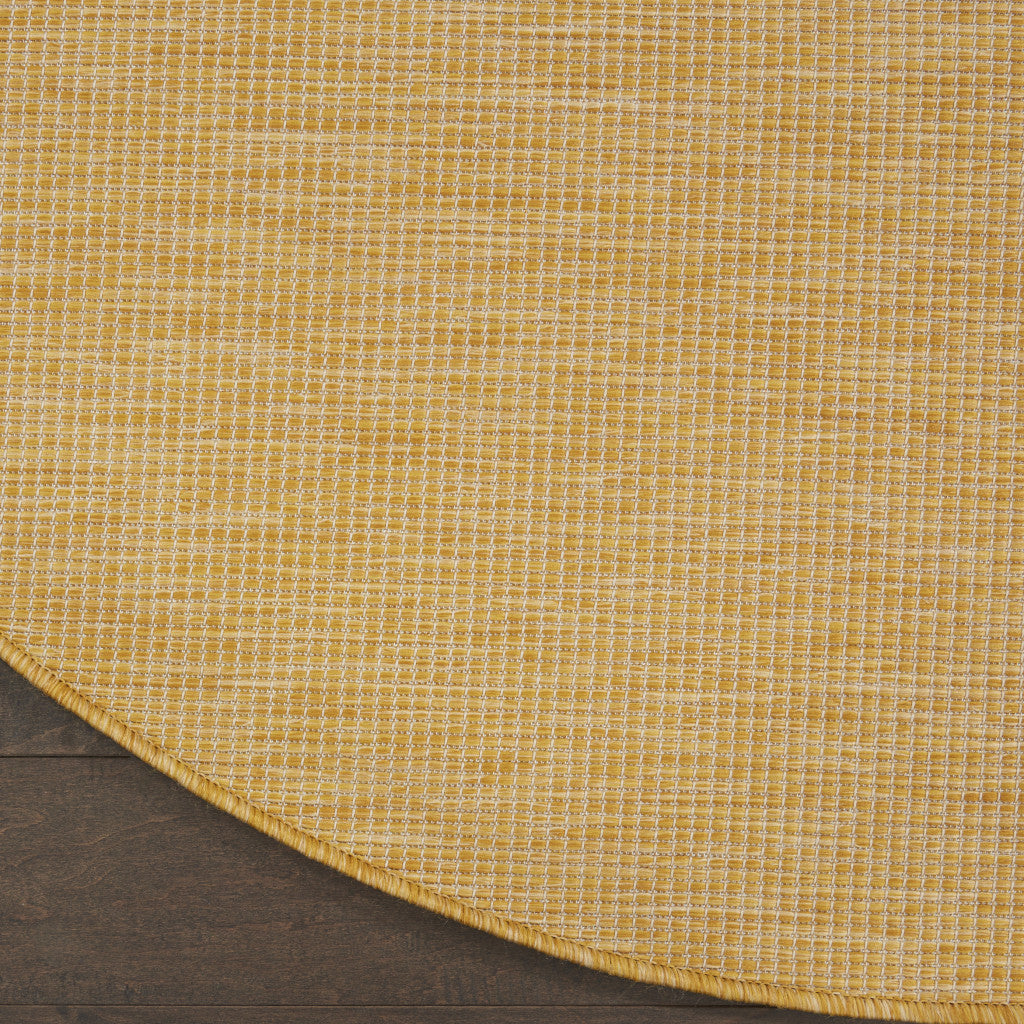 8' Yellow Round Power Loom Area Rug