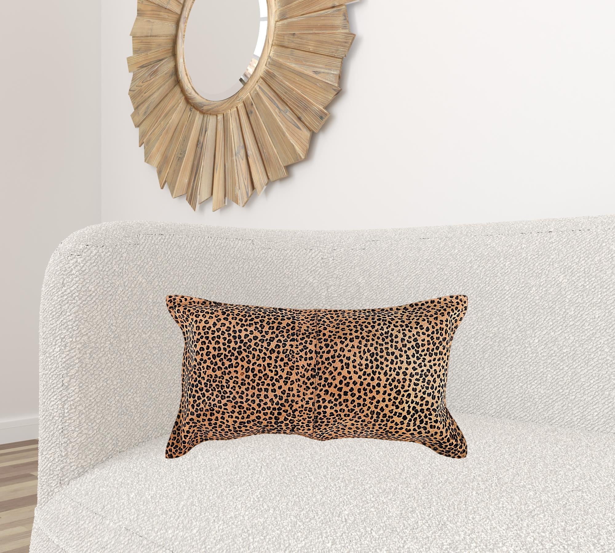 14" X 26" Camel Animal Print Cowhide Zippered Down Blend Pillow