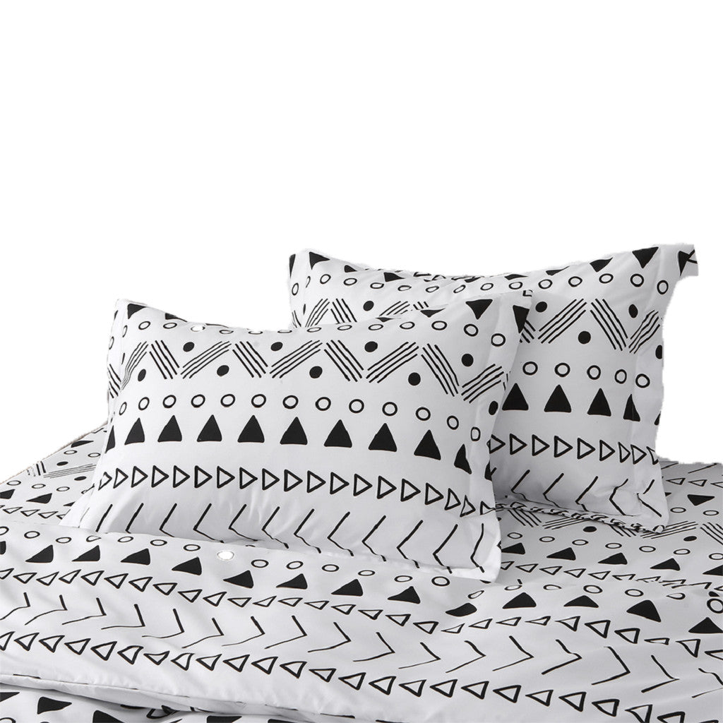 Black and White Queen Microfiber 1400 Thread Count Washable Duvet Cover Set