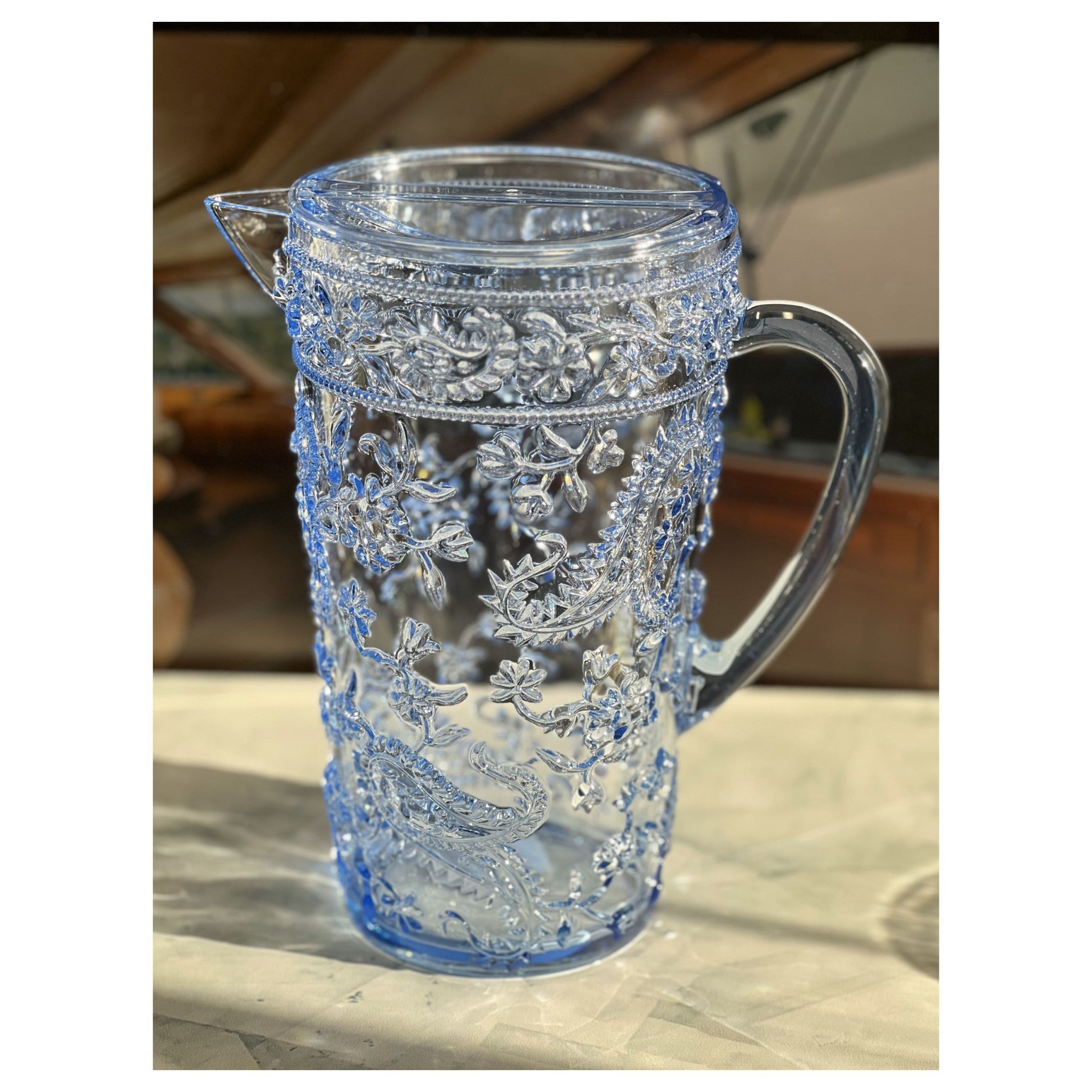 2.5 Quart Blue Paisley Acrylic Pitcher