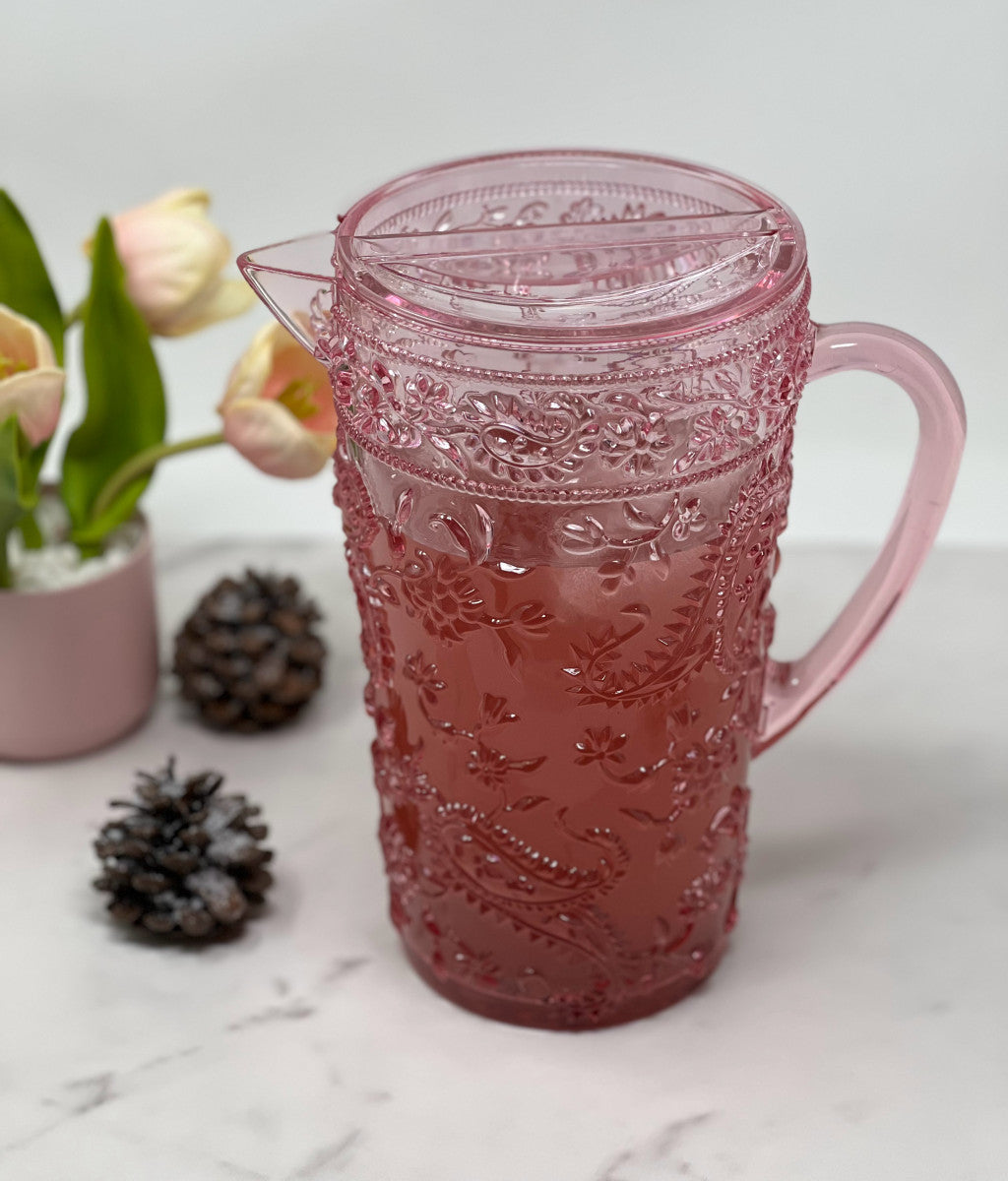 2.5 Quart Pink Paisley Acrylic Pitcher