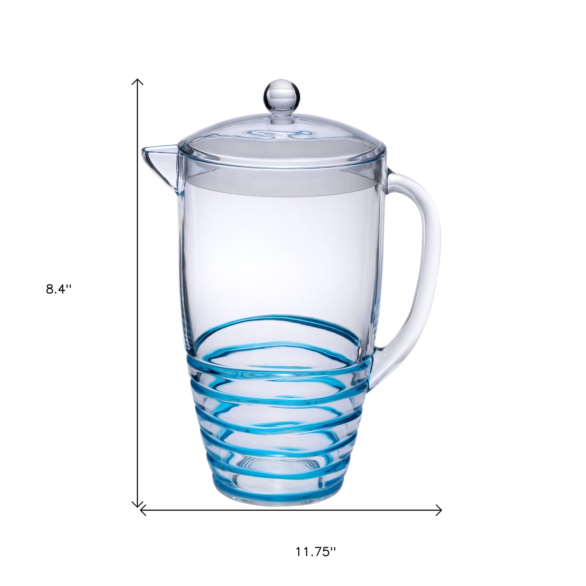 2.5 Quart Clear and Blue Swirl Acrylic Pitcher