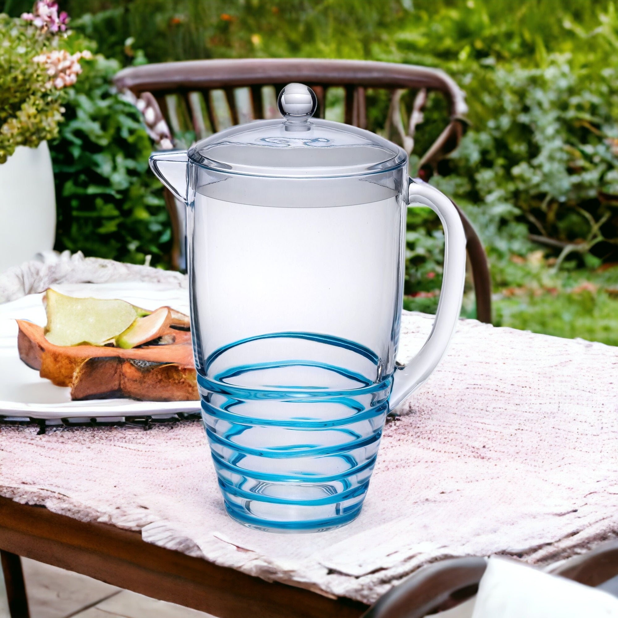 2.5 Quart Clear and Blue Swirl Acrylic Pitcher