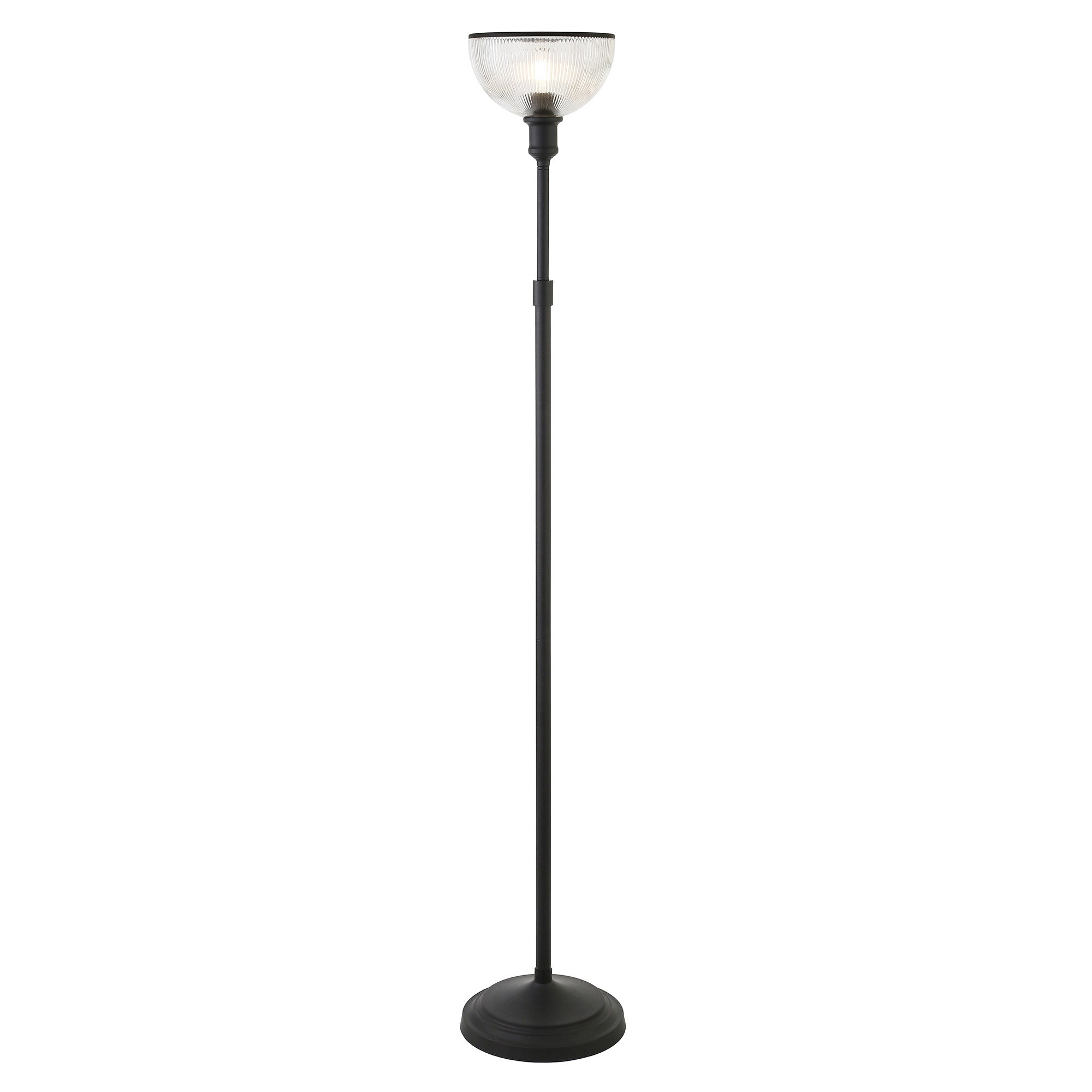 65" Black Novelty Floor Lamp With Clear Transparent Glass Dome Shade